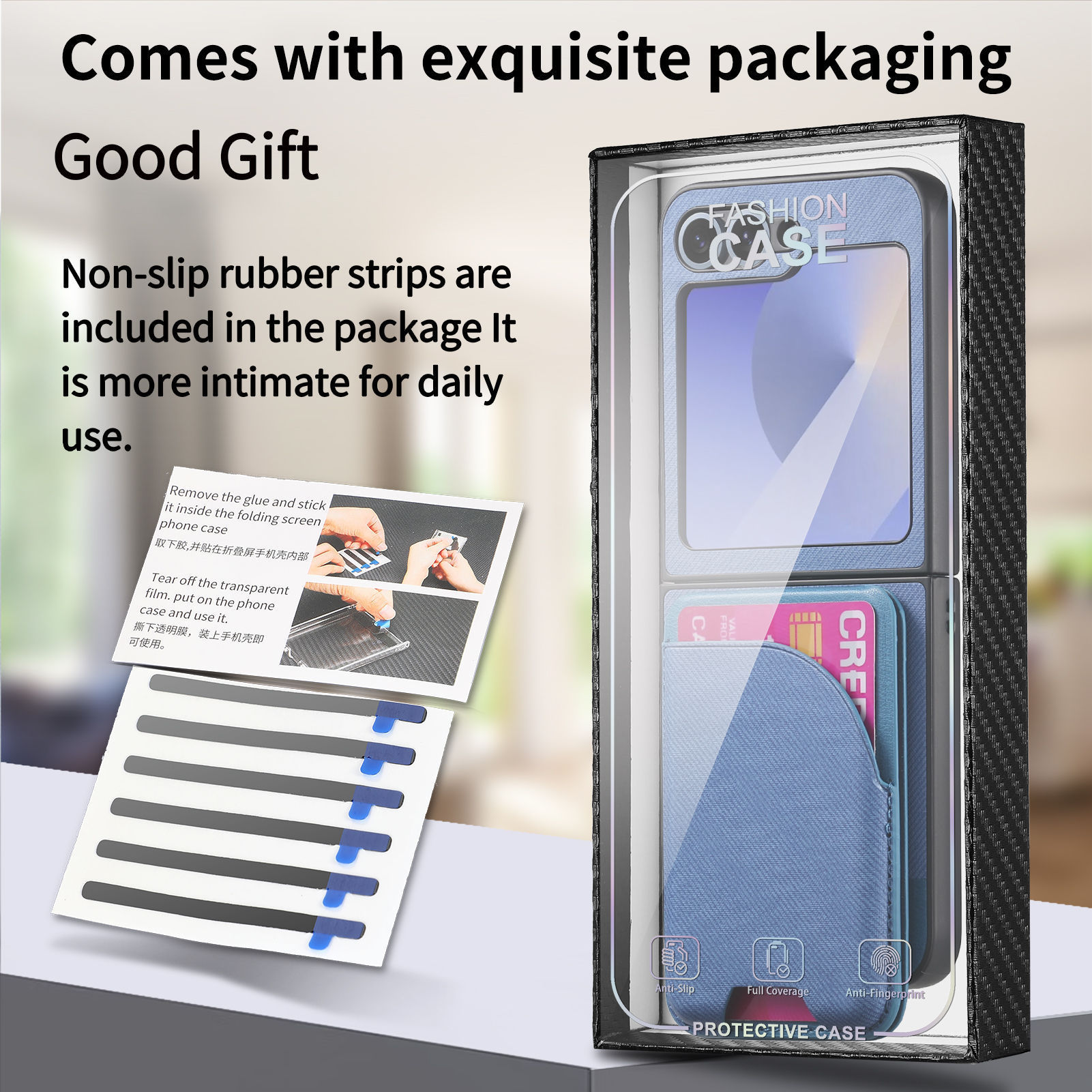 Compatible with Samsung ZFlip 8/7 phone case, 7/6 wireless charging, built-in magnetic card holder, 4/3 vegan leather protective case