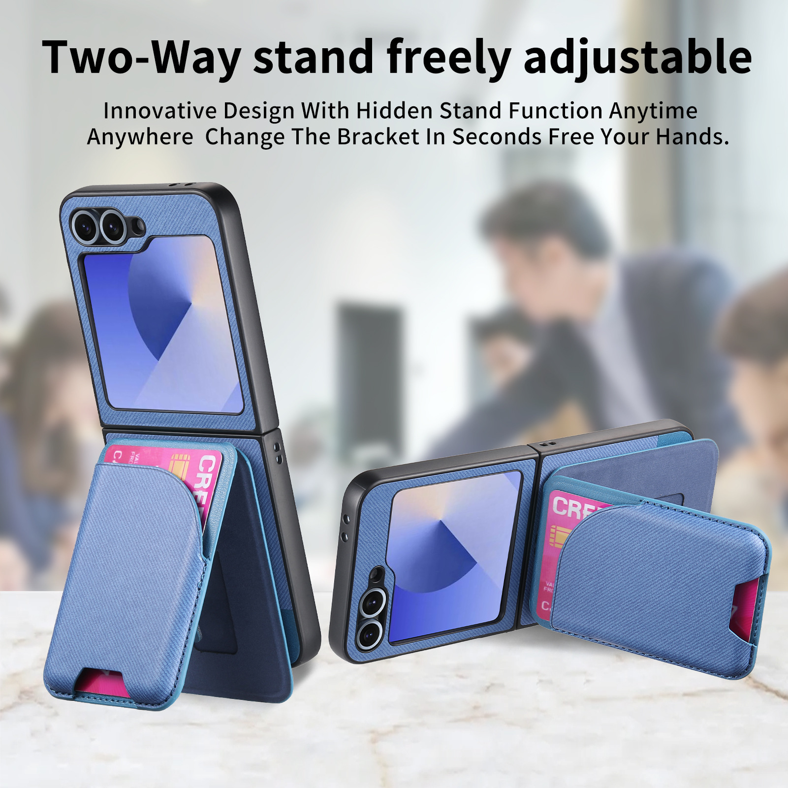 Compatible with Samsung ZFlip 8/7 phone case, 7/6 wireless charging, built-in magnetic card holder, 4/3 vegan leather protective case