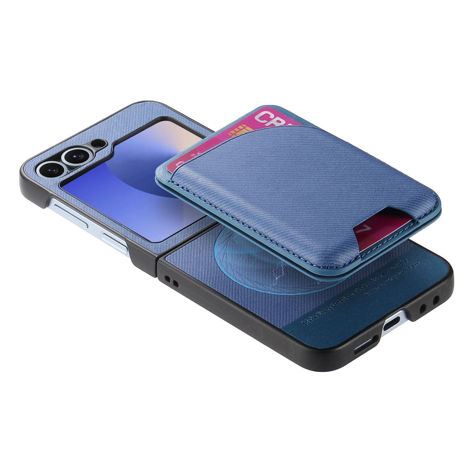 Compatible with Samsung ZFlip 8/7 phone case, 7/6 wireless charging, built-in magnetic card holder, 4/3 vegan leather protective case