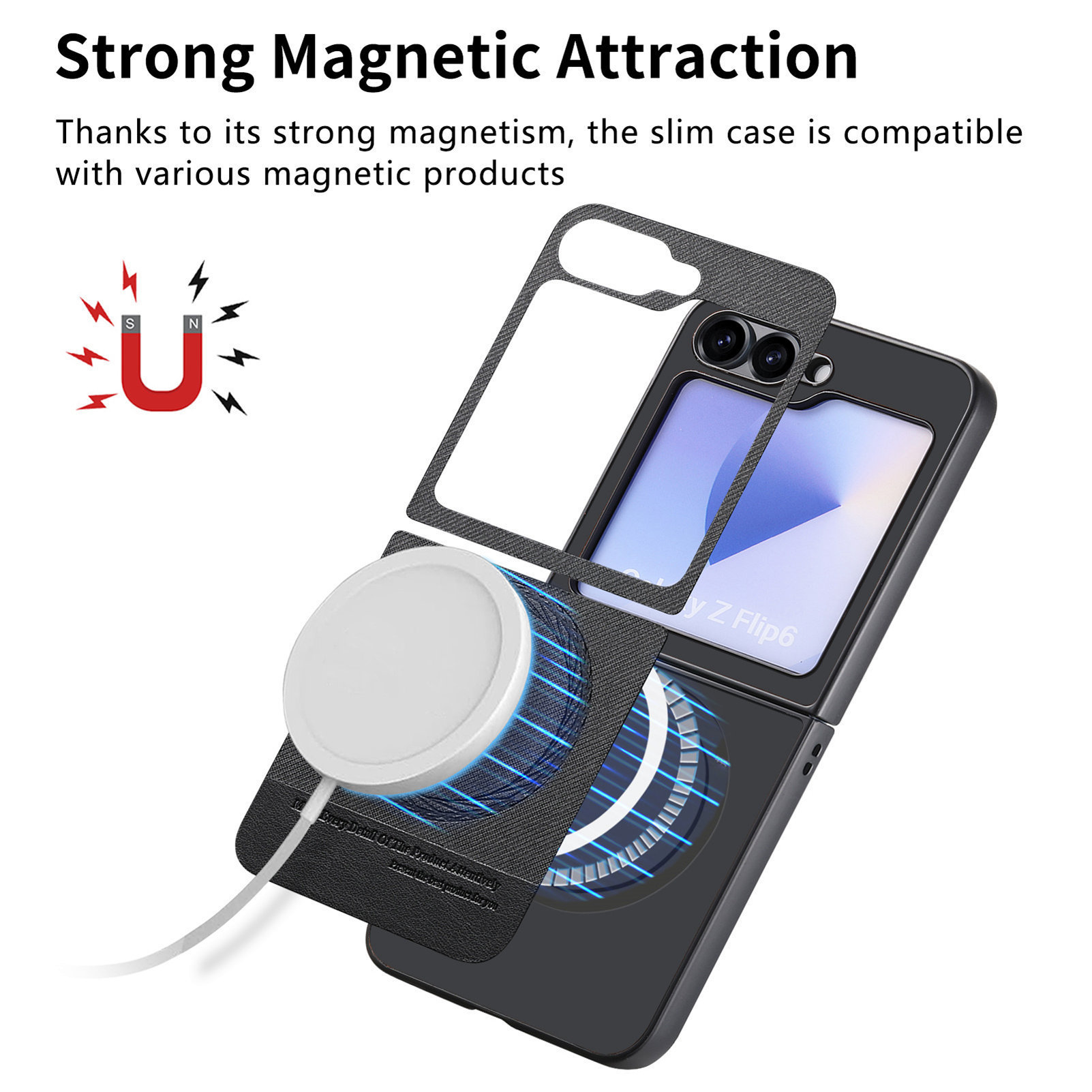 Compatible with Samsung ZFlip 8/7 phone case, 7/6 wireless charging, built-in magnetic card holder, 4/3 vegan leather protective case