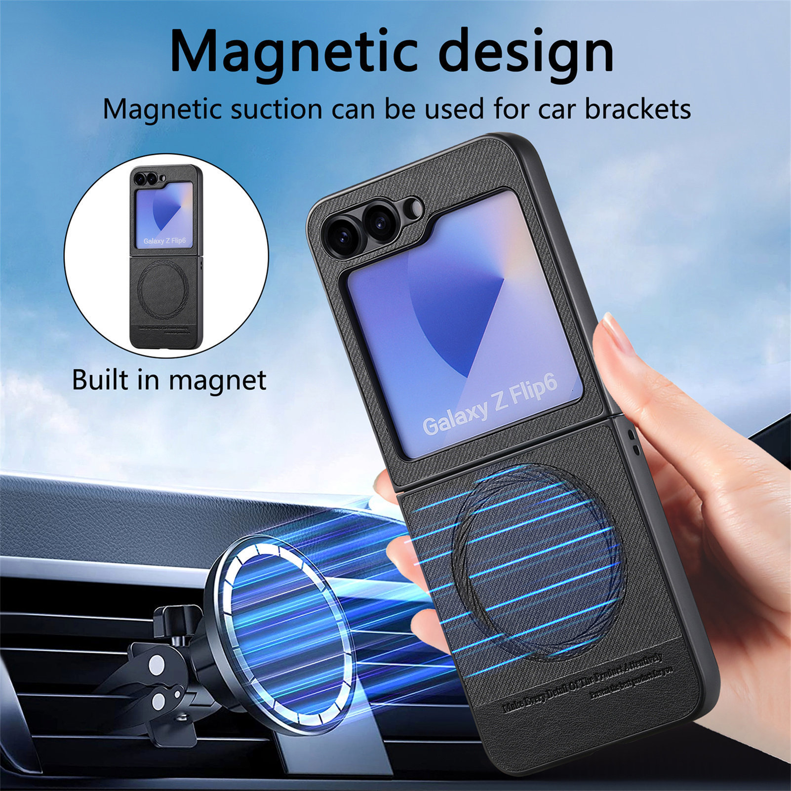 Compatible with Samsung ZFlip 8/7 phone case, 7/6 wireless charging, built-in magnetic card holder, 4/3 vegan leather protective case