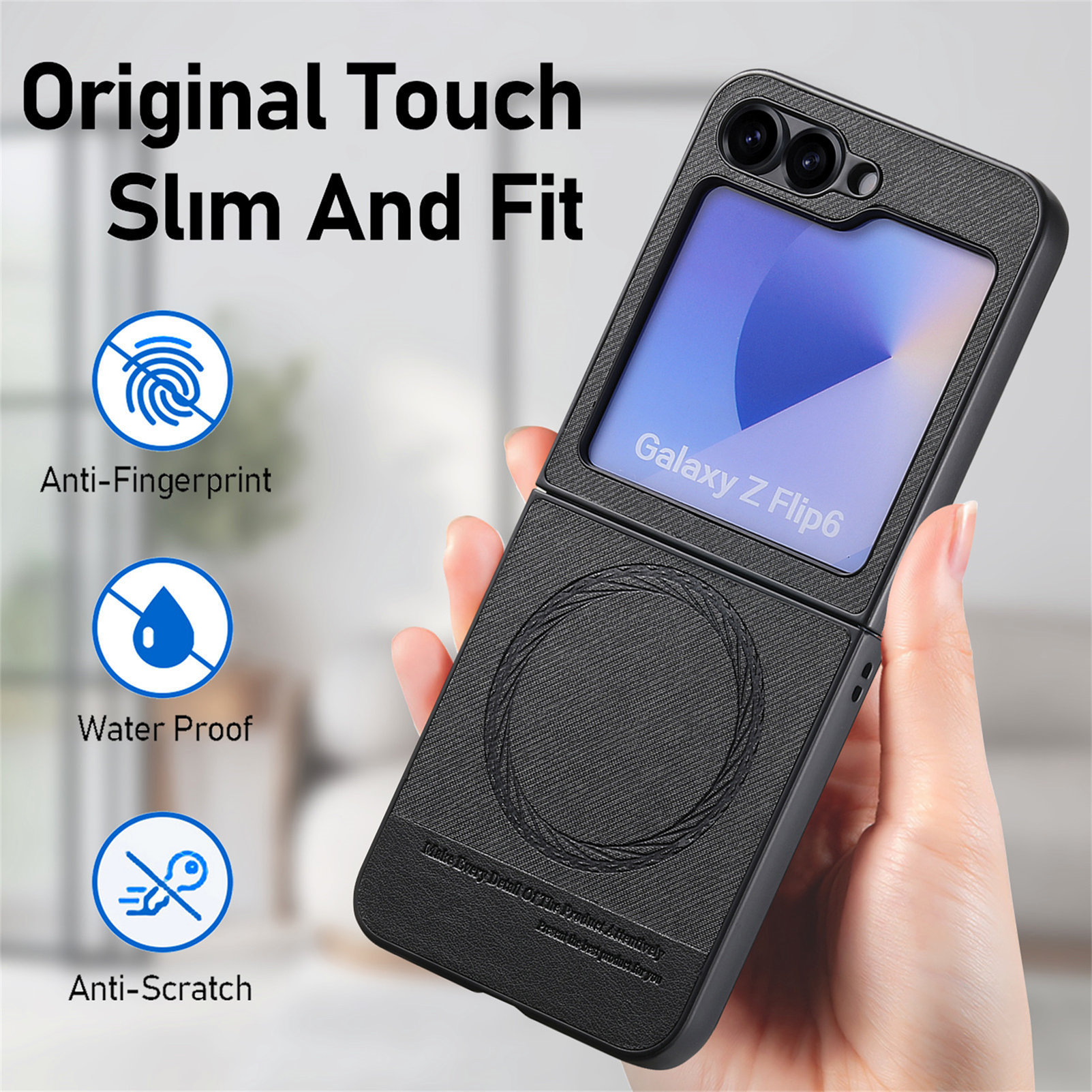 Compatible with Samsung ZFlip 8/7 phone case, 7/6 wireless charging, built-in magnetic card holder, 4/3 vegan leather protective case