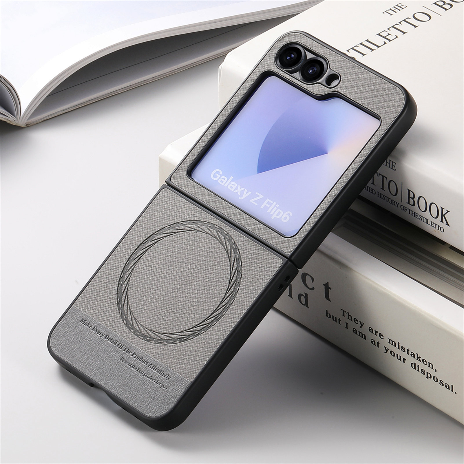 Compatible with Samsung ZFlip 8/7 phone case, 7/6 wireless charging, built-in magnetic card holder, 4/3 vegan leather protective case