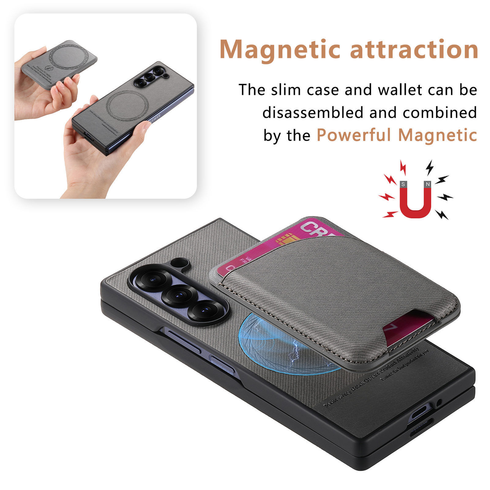 Compatible with Samsung Z Fold8U phone case 7/6/5 magnetic card holder stand 2-in-1 foldable screen 4/3 protective case