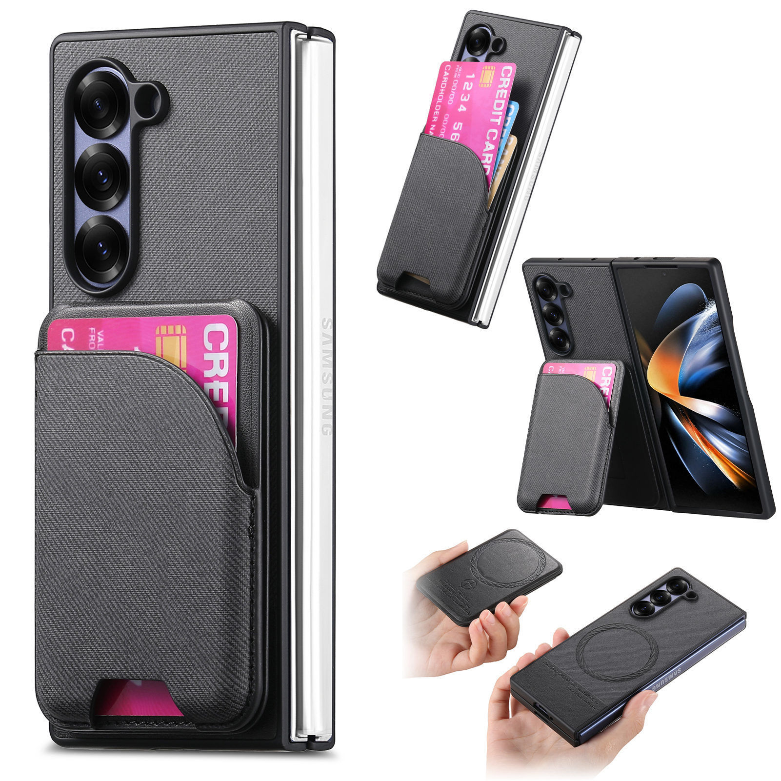 Compatible with Samsung Z Fold8U phone case 7/6/5 magnetic card holder stand 2-in-1 foldable screen 4/3 protective case