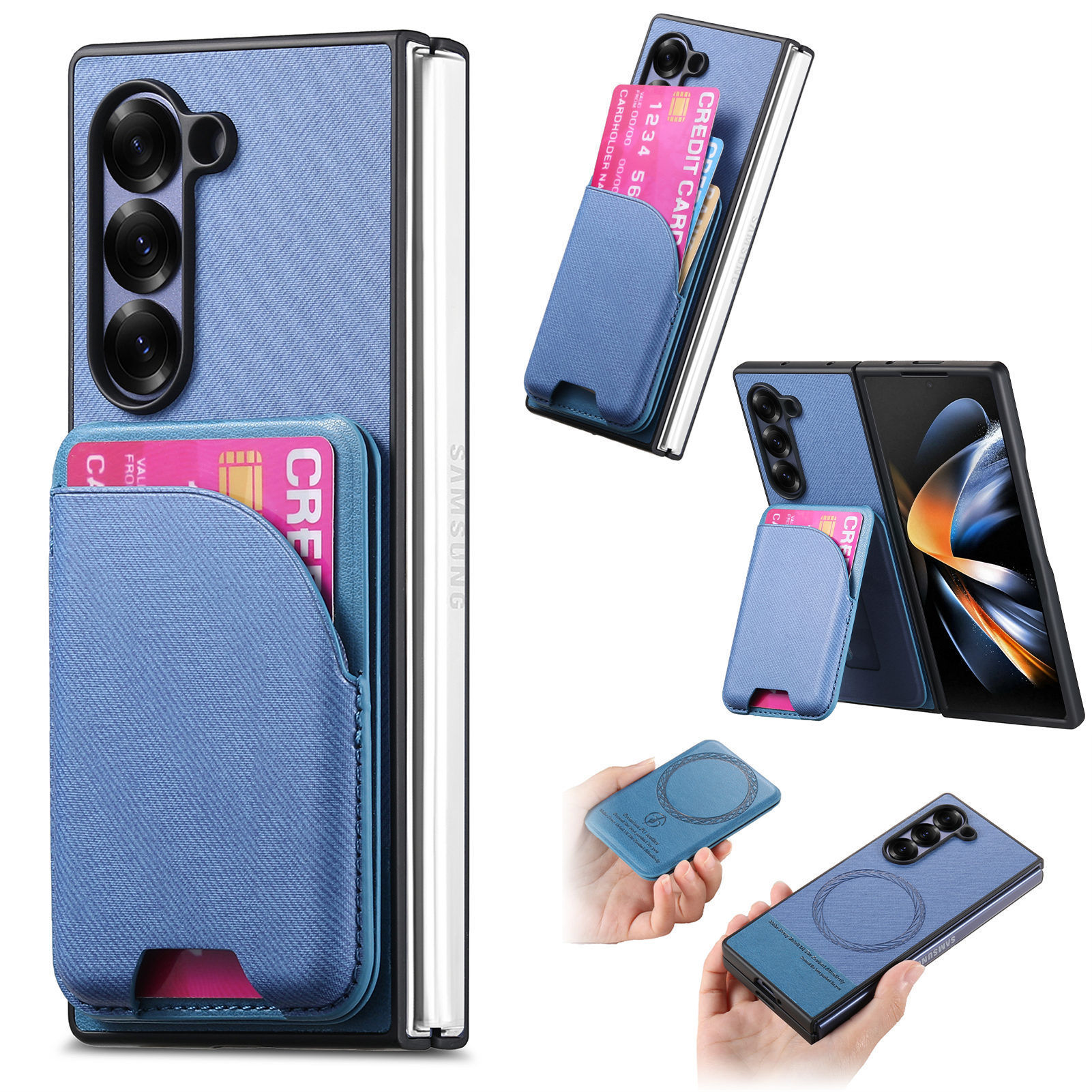 Compatible with Samsung Z Fold8U phone case 7/6/5 magnetic card holder stand 2-in-1 foldable screen 4/3 protective case