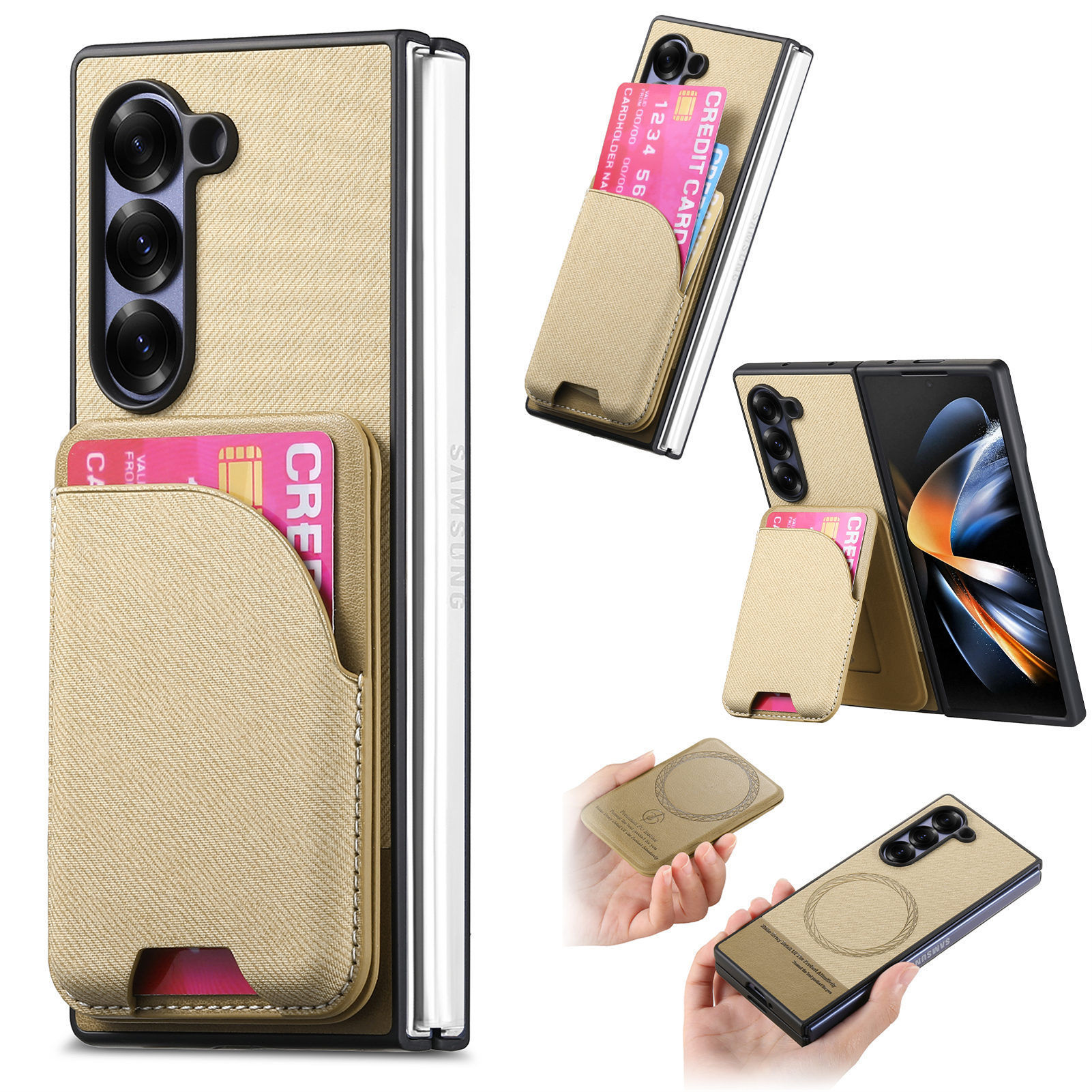 Compatible with Samsung Z Fold8U phone case 7/6/5 magnetic card holder stand 2-in-1 foldable screen 4/3 protective case
