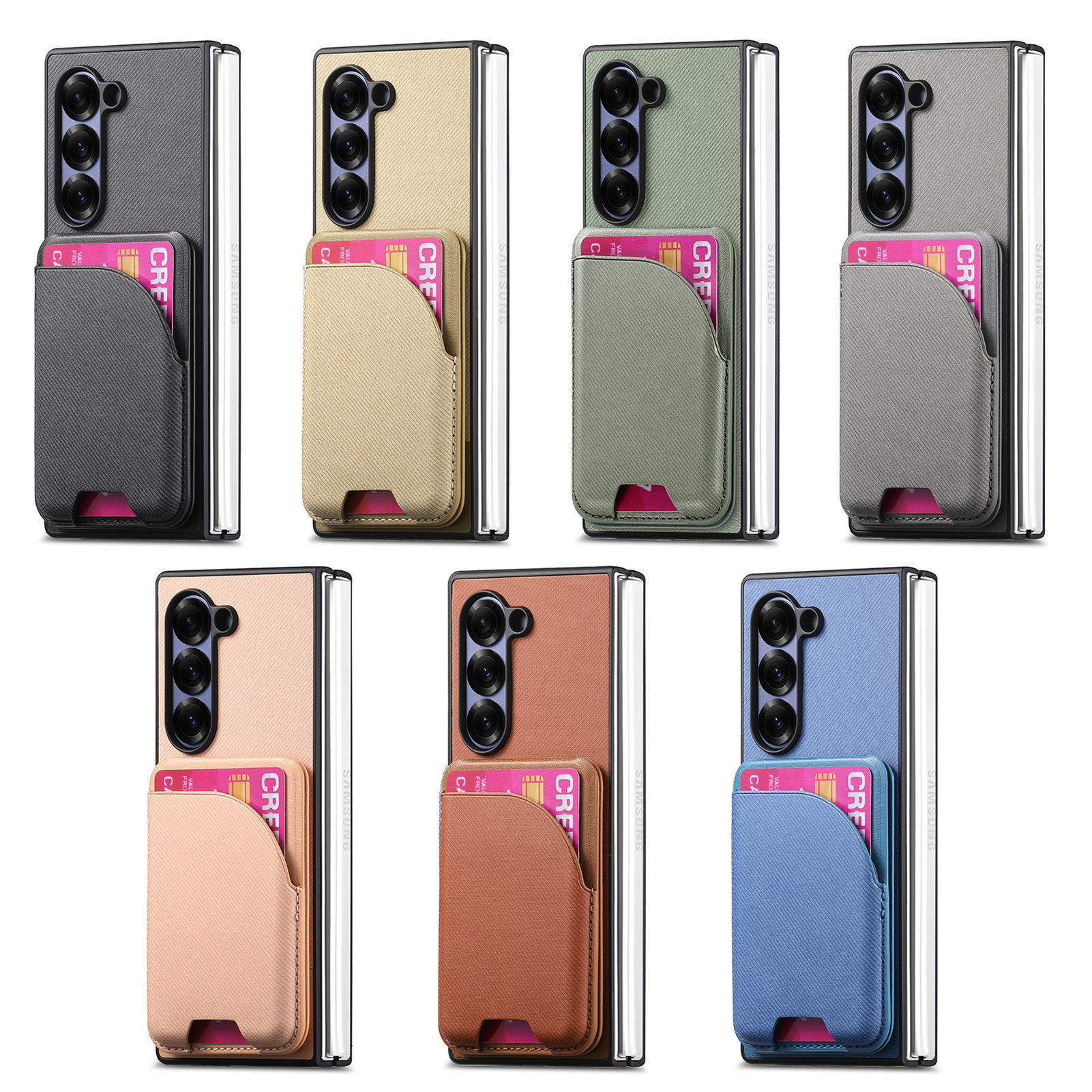 Compatible with Samsung Z Fold8U phone case 7/6/5 magnetic card holder stand 2-in-1 foldable screen 4/3 protective case