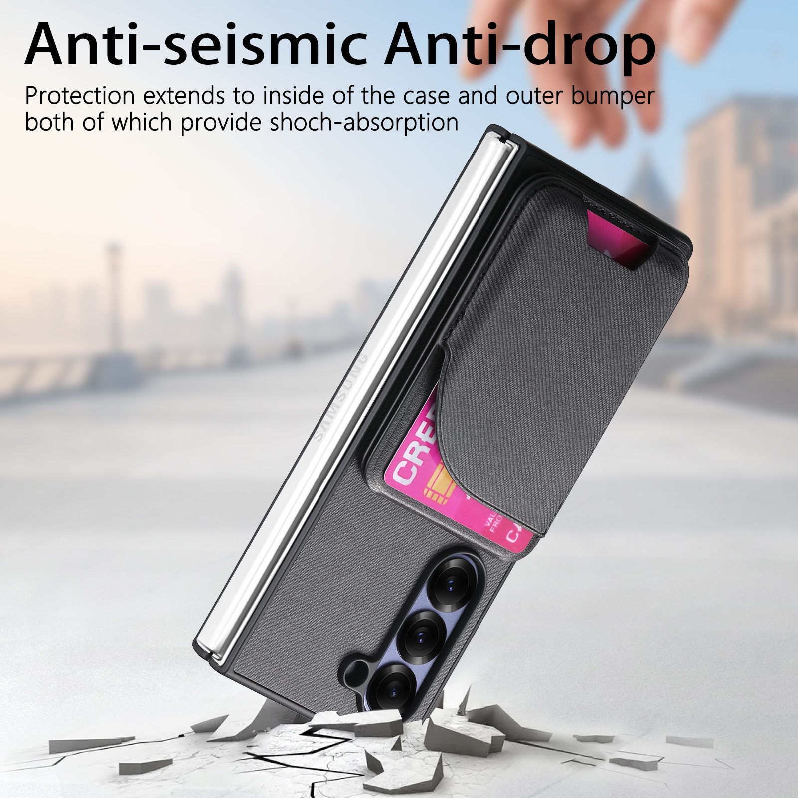 Compatible with Samsung Z Fold8U phone case 7/6/5 magnetic card holder stand 2-in-1 foldable screen 4/3 protective case