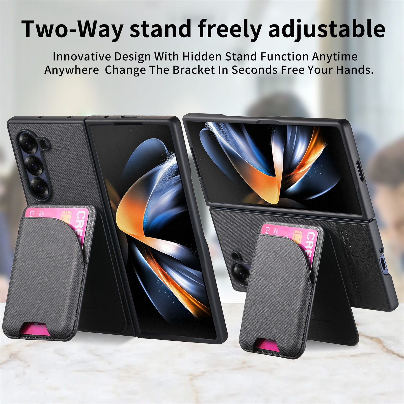 Compatible with Samsung Z Fold8U phone case 7/6/5 magnetic card holder stand 2-in-1 foldable screen 4/3 protective case