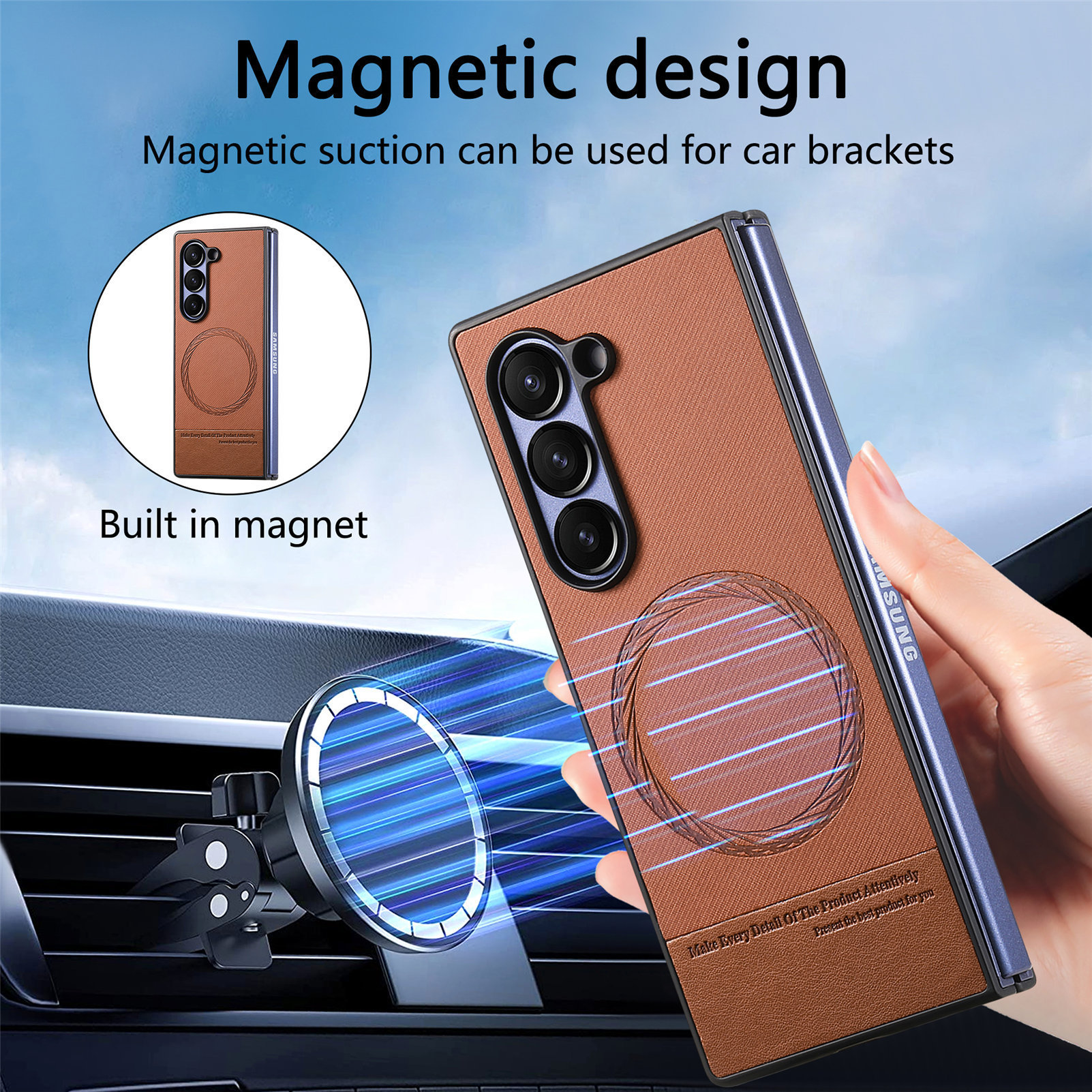 Compatible with Samsung Z Fold8U phone case 7/6/5 magnetic card holder stand 2-in-1 foldable screen 4/3 protective case