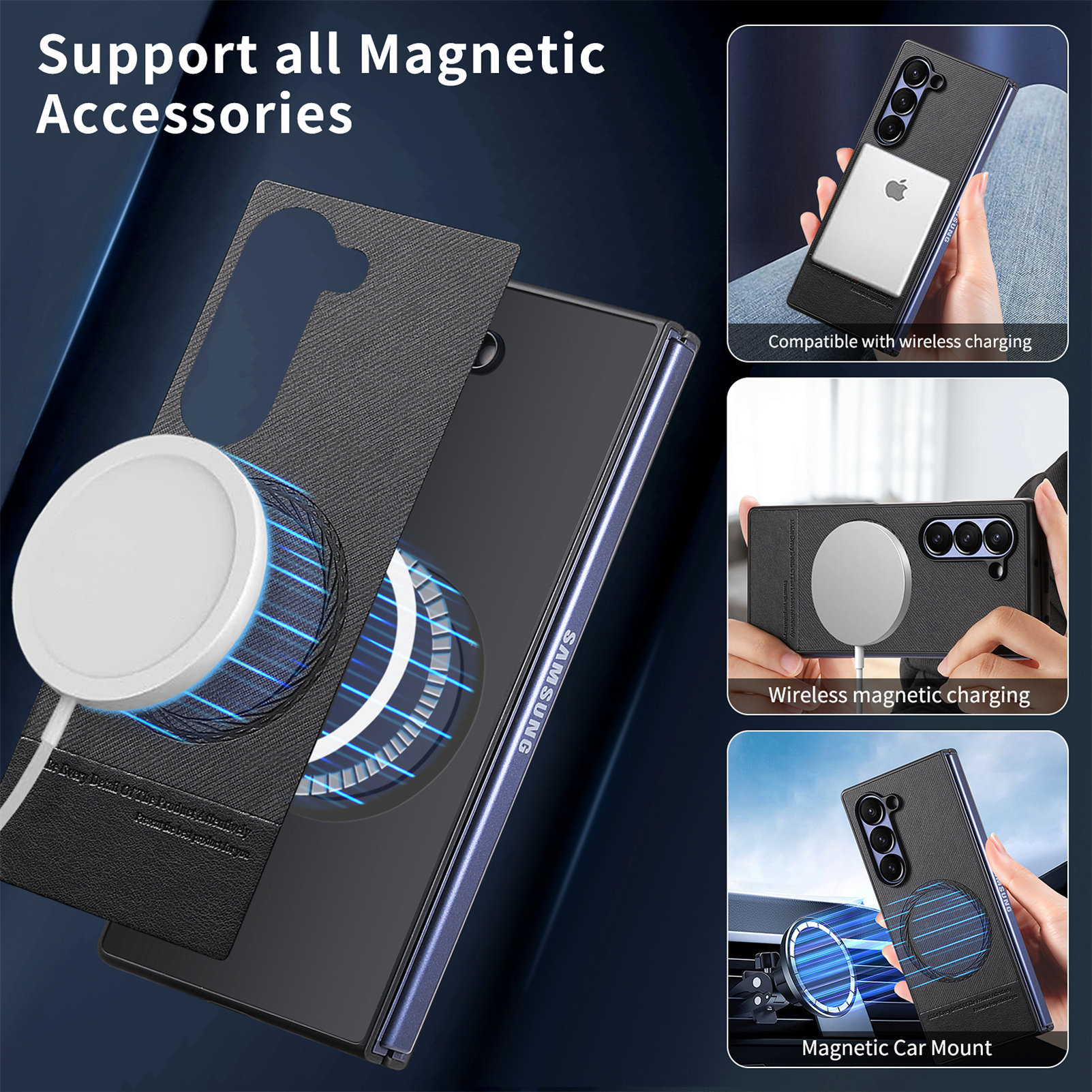 Compatible with Samsung Z Fold8U phone case 7/6/5 magnetic card holder stand 2-in-1 foldable screen 4/3 protective case