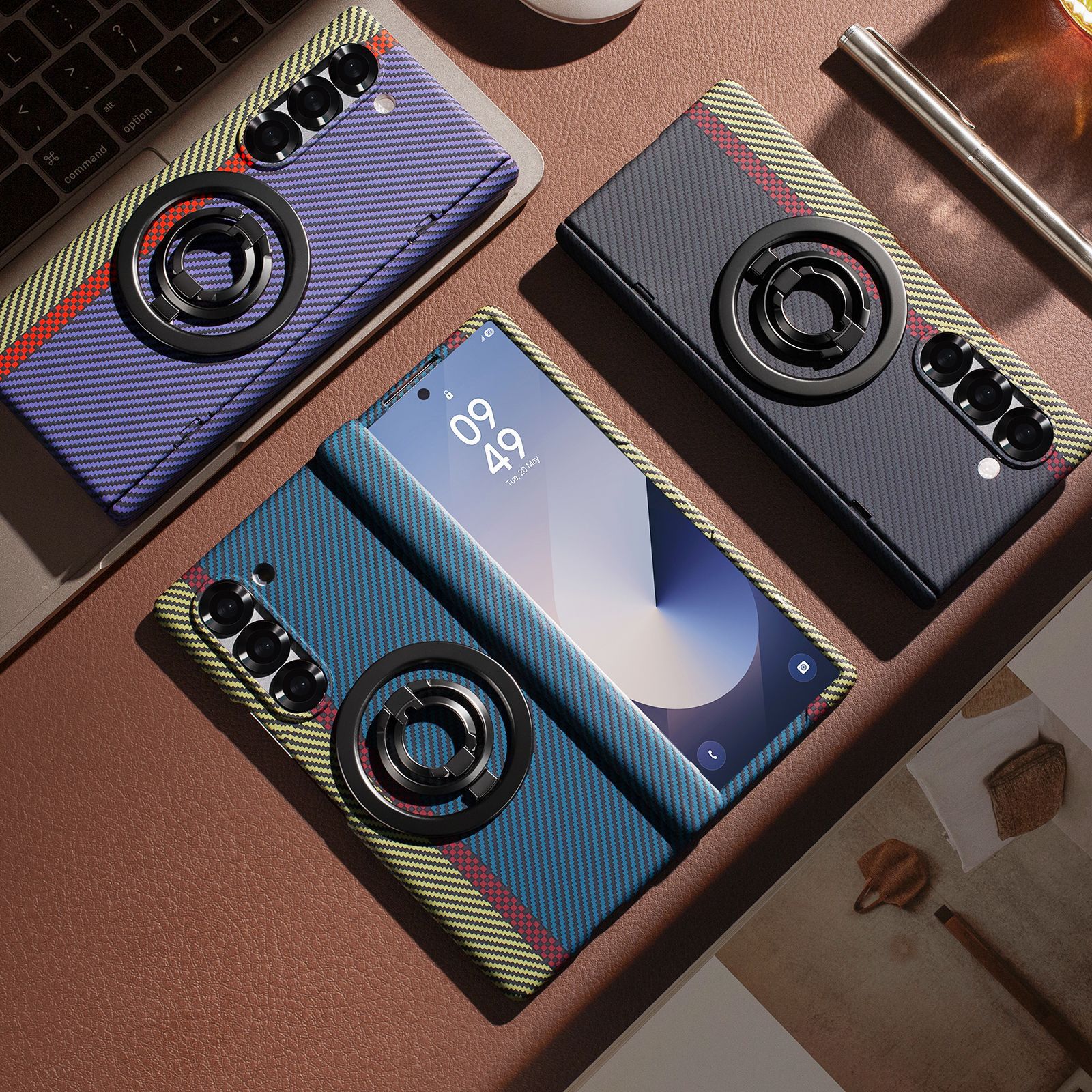 Compatible with Samsung Z Fold 8/7 phone case, 6/5 magnetic rotating stand, 4/3 hinge case, full-coverage protective case.