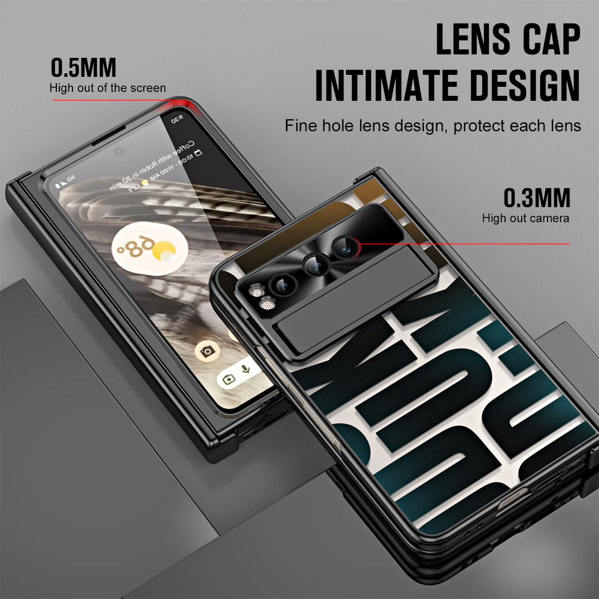 Compatible with Google Pixel Fold foldable phone case, electroplated bracket, hinge, pen slot, and full-coverage protective case.