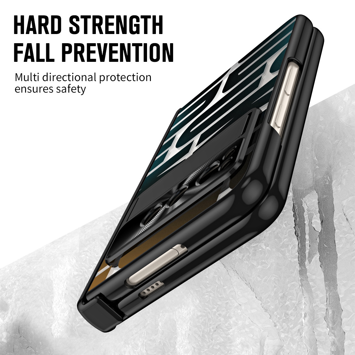 Compatible with Google Pixel Fold foldable phone case, electroplated bracket, hinge, pen slot, and full-coverage protective case.
