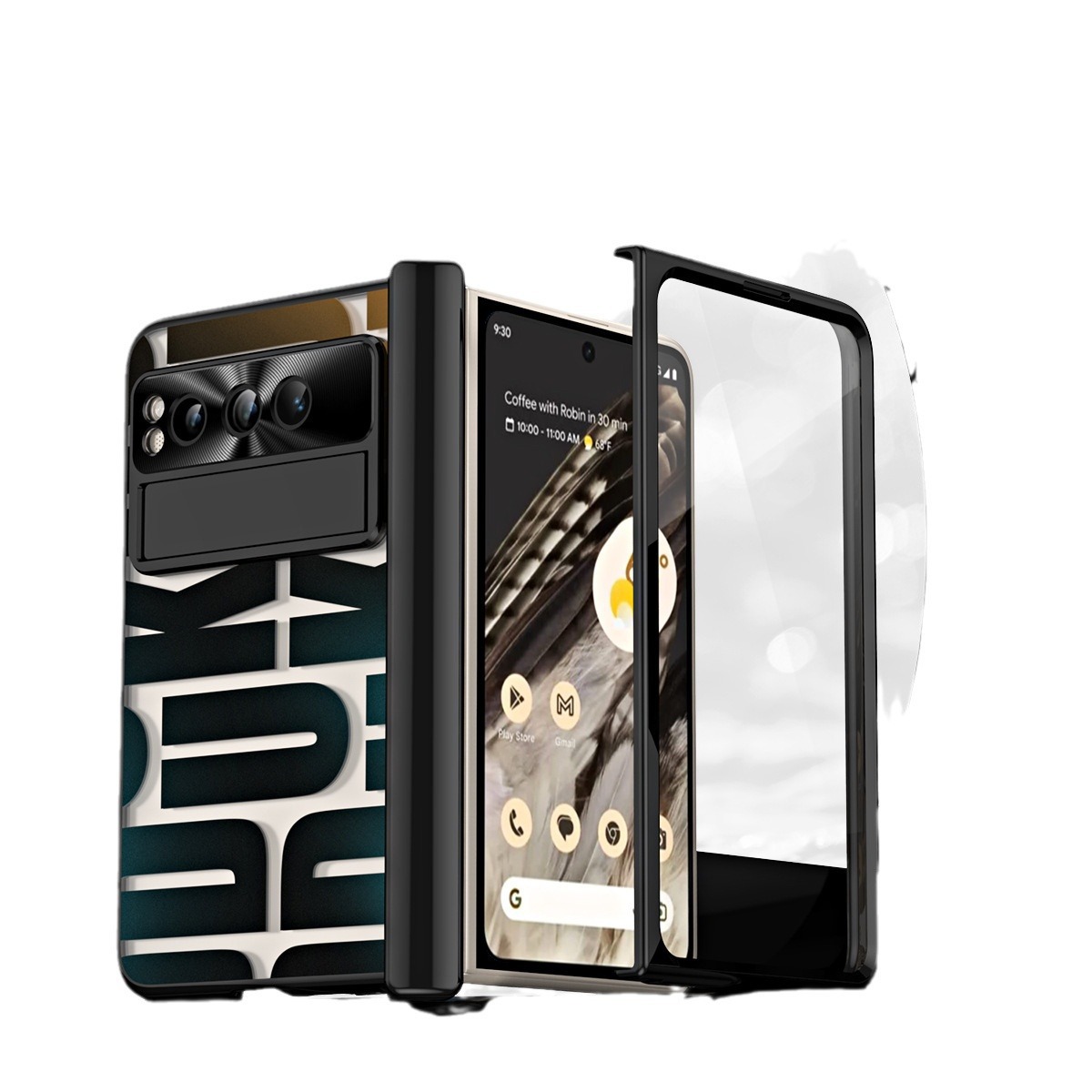 Compatible with Google Pixel Fold foldable phone case, electroplated bracket, hinge, pen slot, and full-coverage protective case.