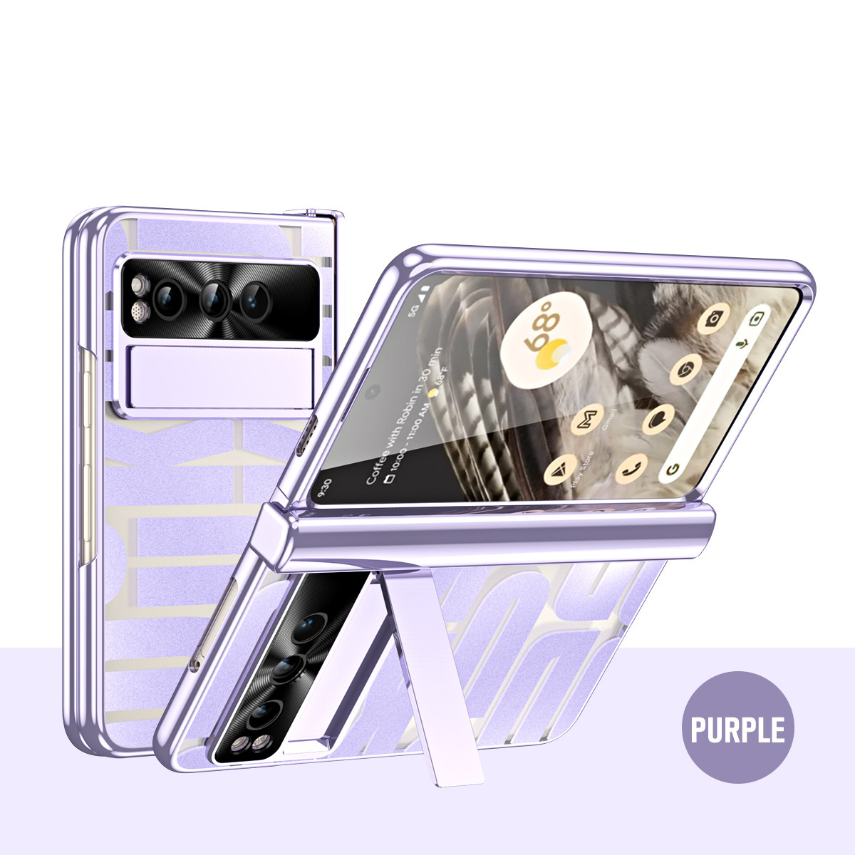 Compatible with Google Pixel Fold foldable phone case, electroplated bracket, hinge, pen slot, and full-coverage protective case.