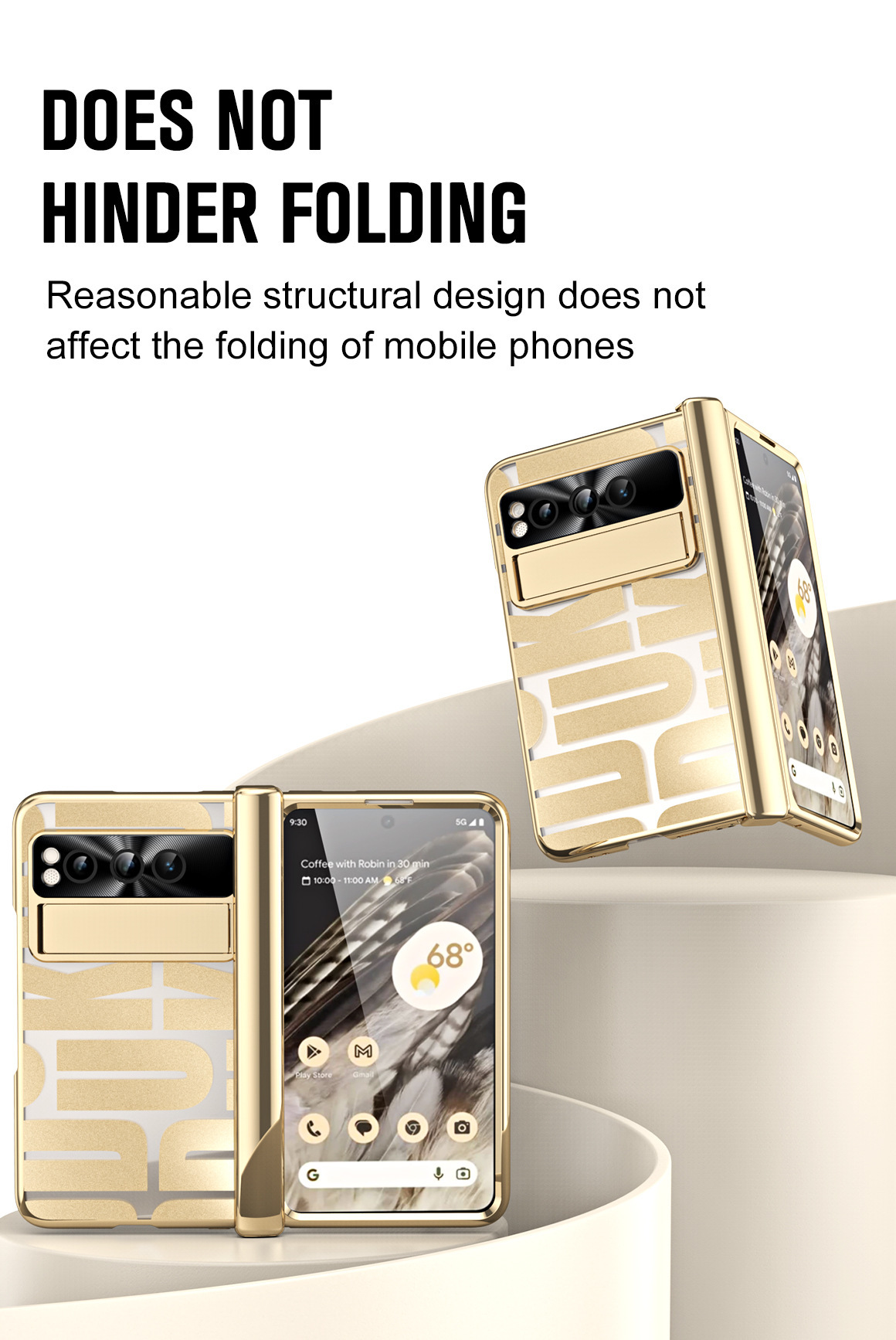 Compatible with Google Pixel Fold foldable phone case, electroplated bracket, hinge, pen slot, and full-coverage protective case.