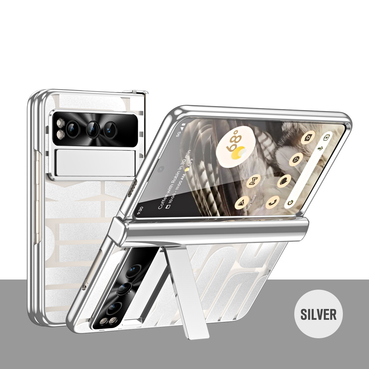 Compatible with Google Pixel Fold foldable phone case, electroplated bracket, hinge, pen slot, and full-coverage protective case.