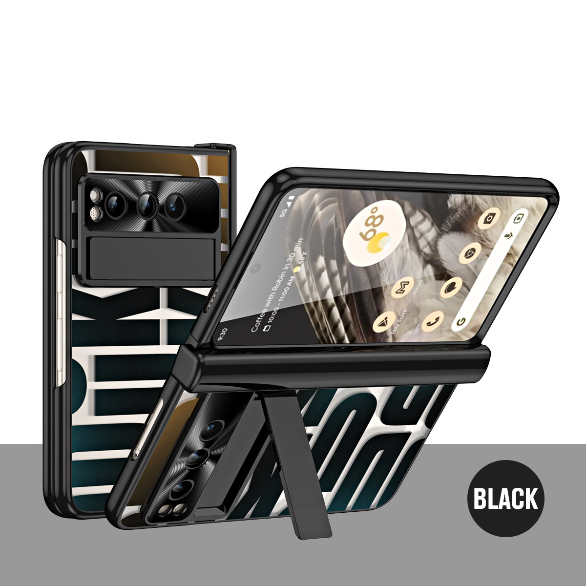 Compatible with Google Pixel Fold foldable phone case, electroplated bracket, hinge, pen slot, and full-coverage protective case.