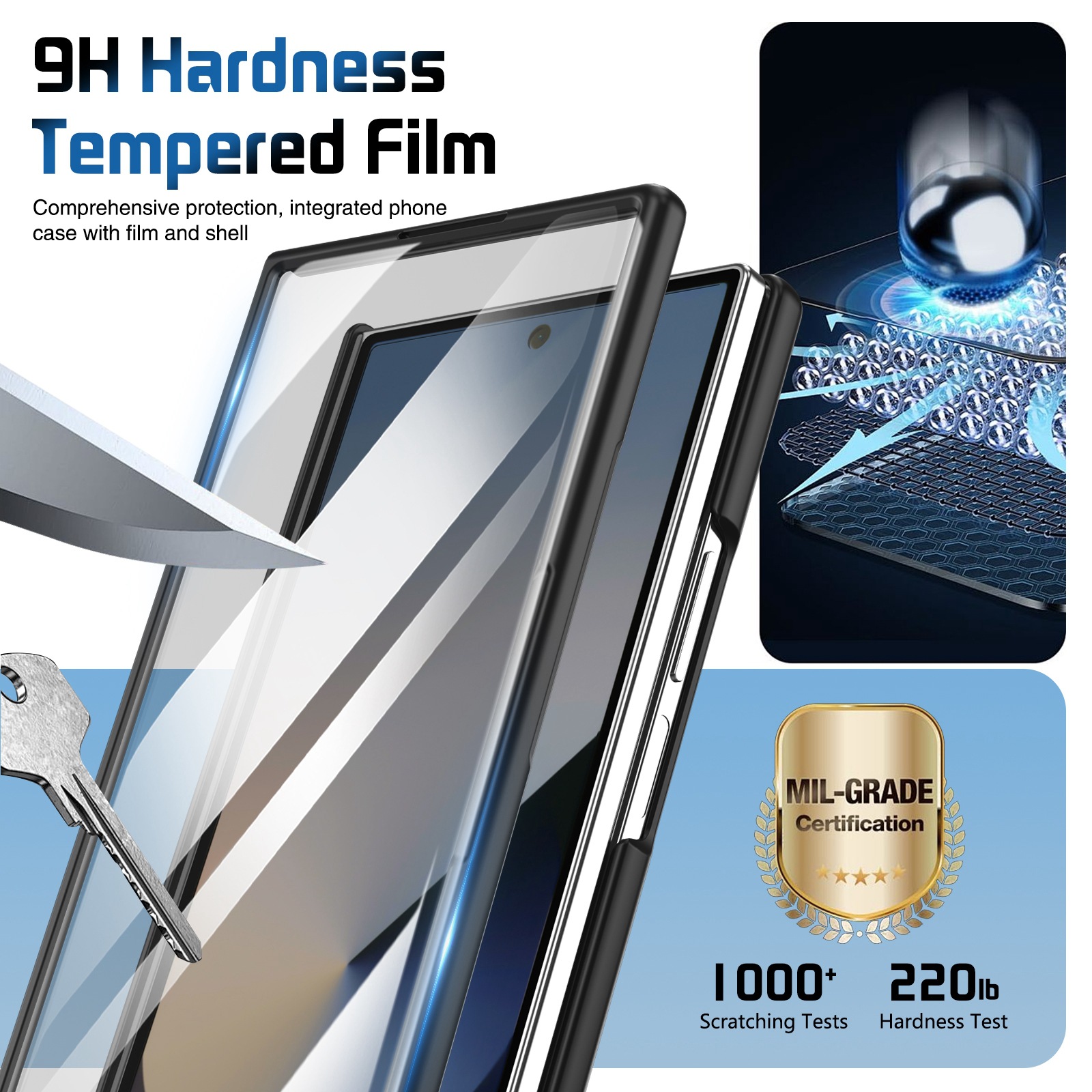 Compatible with Samsung Z Fold8/7/6 phone case, 5/4/3 lens holder, wrist strap, hinge, full coverage, drop protection.