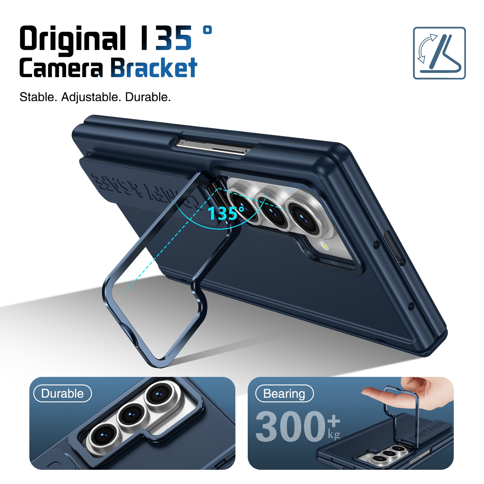 Compatible with Samsung Z Fold8/7/6 phone case, 5/4/3 lens holder, wrist strap, hinge, full coverage, drop protection.