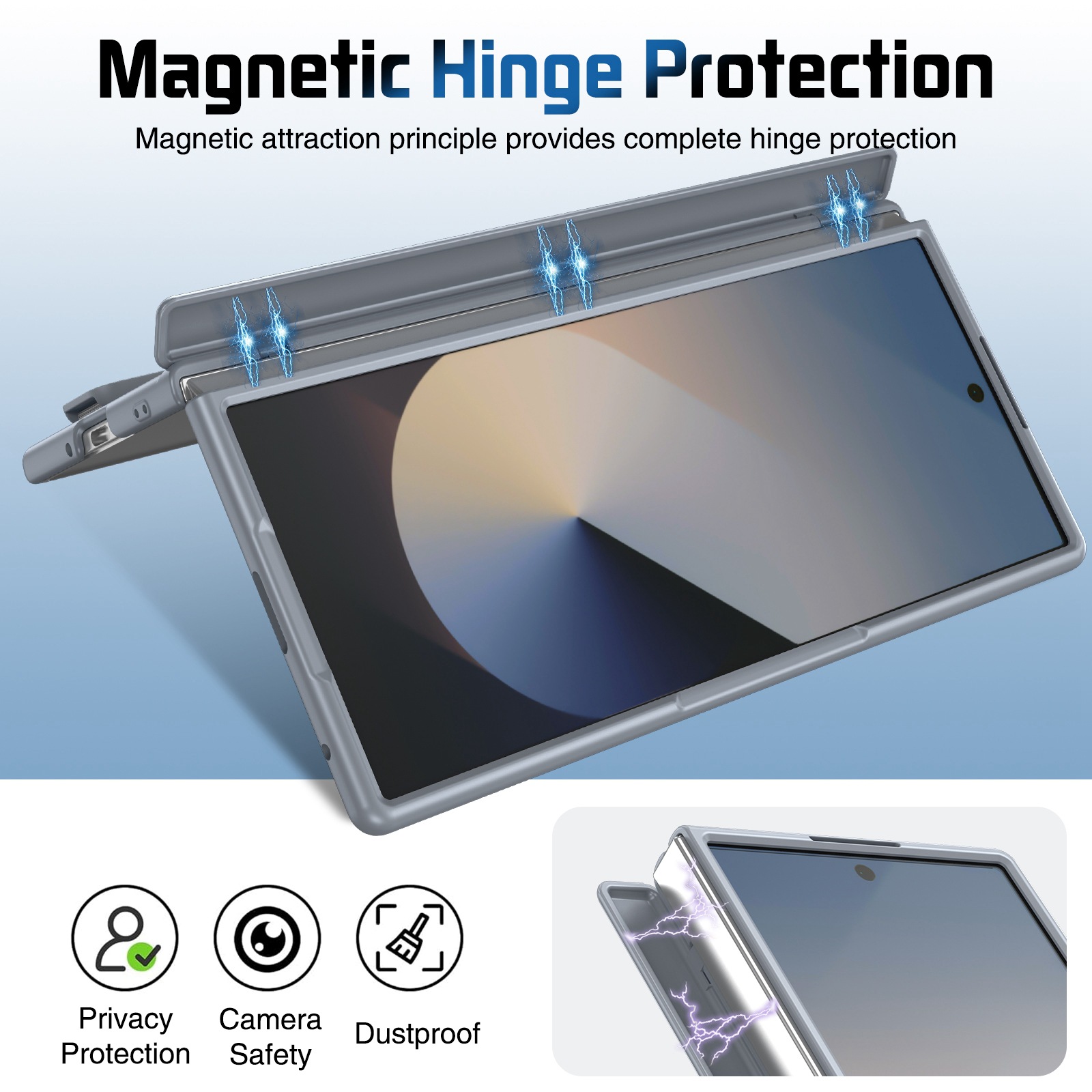 Compatible with Samsung Z Fold8/7/6 phone case, 5/4/3 lens holder, wrist strap, hinge, full coverage, drop protection.