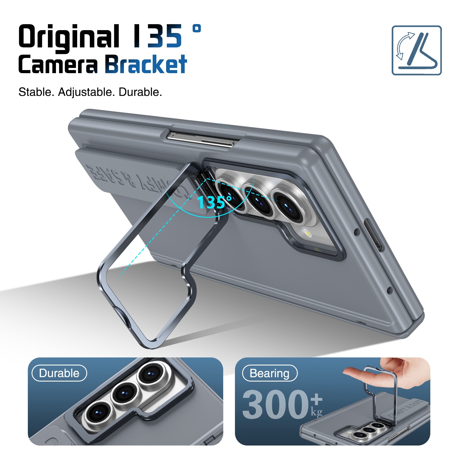 Compatible with Samsung Z Fold8/7/6 phone case, 5/4/3 lens holder, wrist strap, hinge, full coverage, drop protection.