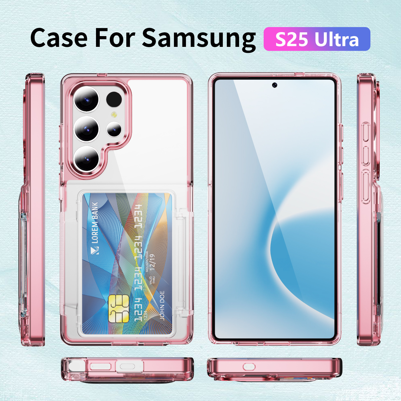 Compatible with Samsung S26 Ultra phone case, S25 Plus flip phone case, card holder, S24 transparent color-blocking protective case, 23