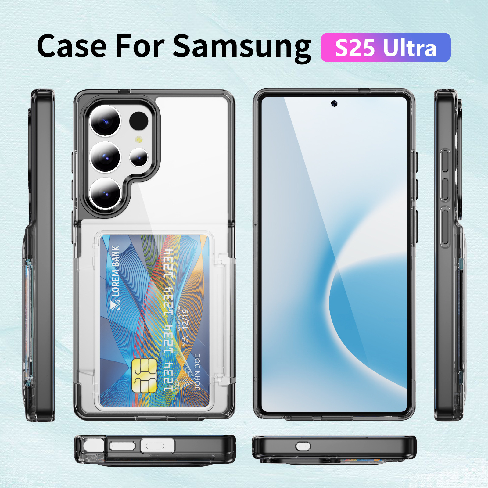 Compatible with Samsung S26 Ultra phone case, S25 Plus flip phone case, card holder, S24 transparent color-blocking protective case, 23