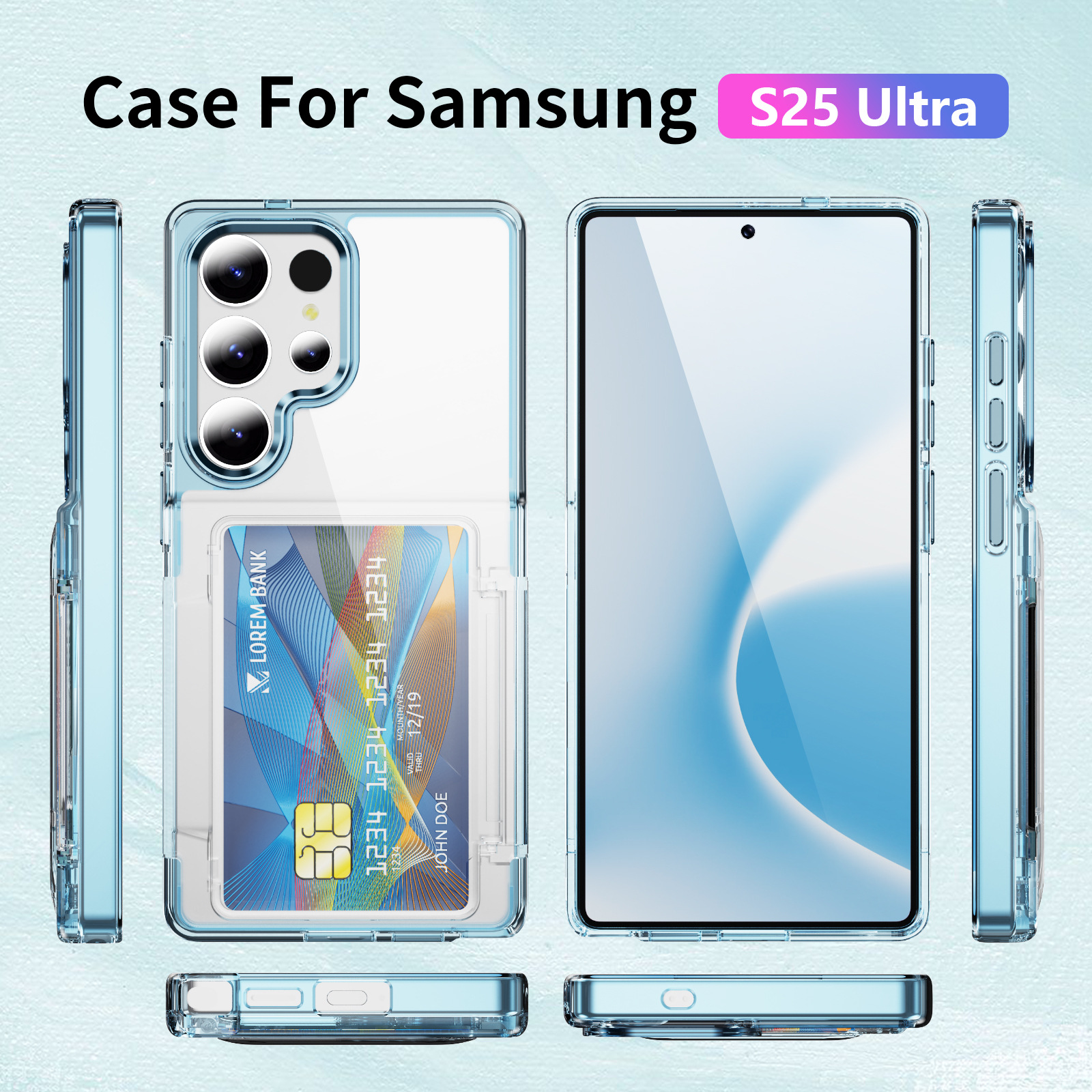 Compatible with Samsung S26 Ultra phone case, S25 Plus flip phone case, card holder, S24 transparent color-blocking protective case, 23