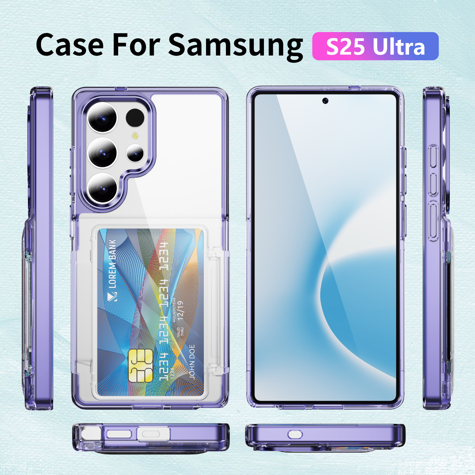 Compatible with Samsung S26 Ultra phone case, S25 Plus flip phone case, card holder, S24 transparent color-blocking protective case, 23