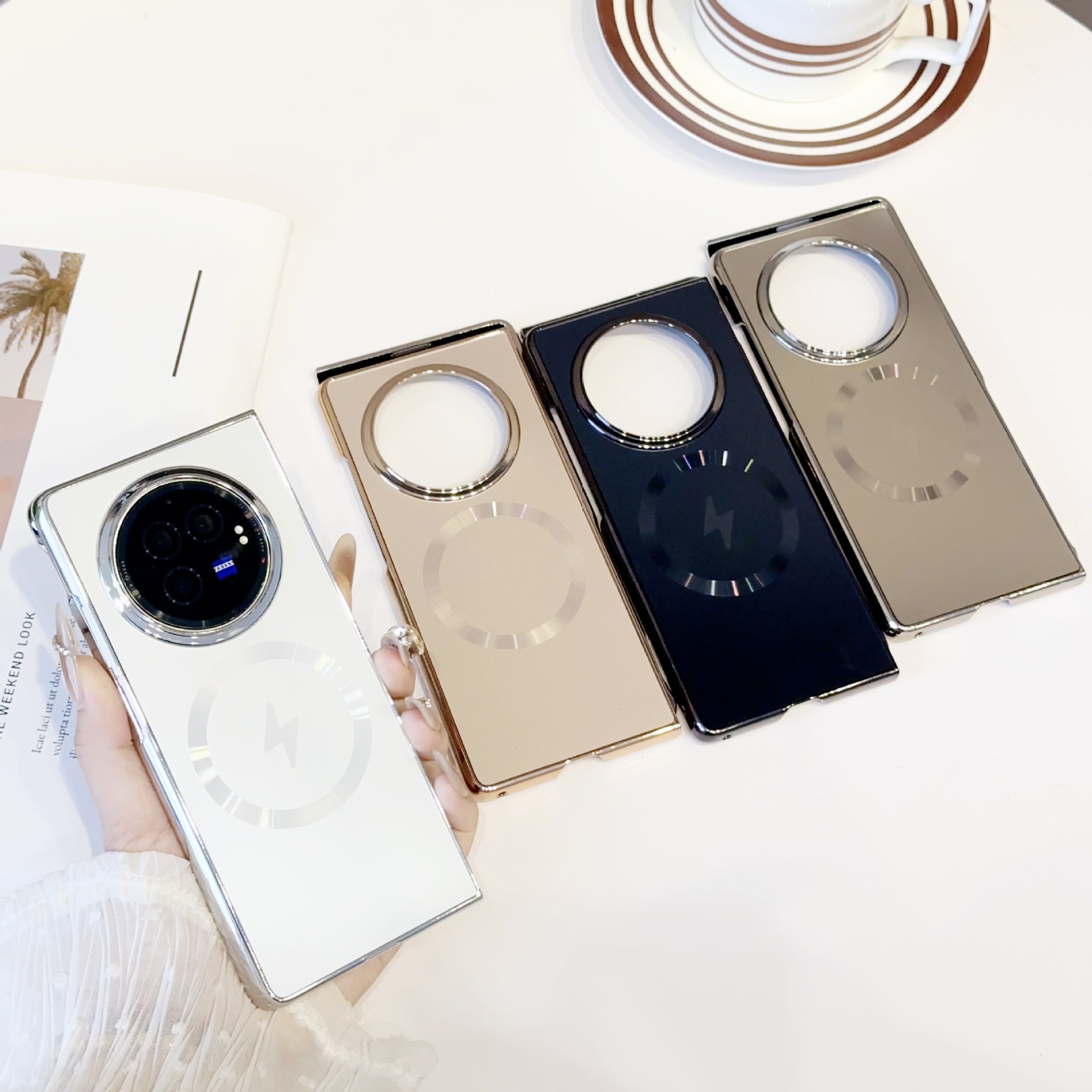 Compatible with Samsung ZFold8/7/6 phone case W25 wireless charging magnetic 5/4/3 electroplated AG ultra-thin X6 protective case