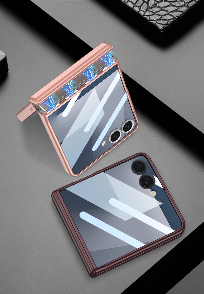 Compatible with Samsung Z Flip 8/7/6 phone cases, magnetic hinge, full-coverage case, privacy screen protector, foldable screen protector.