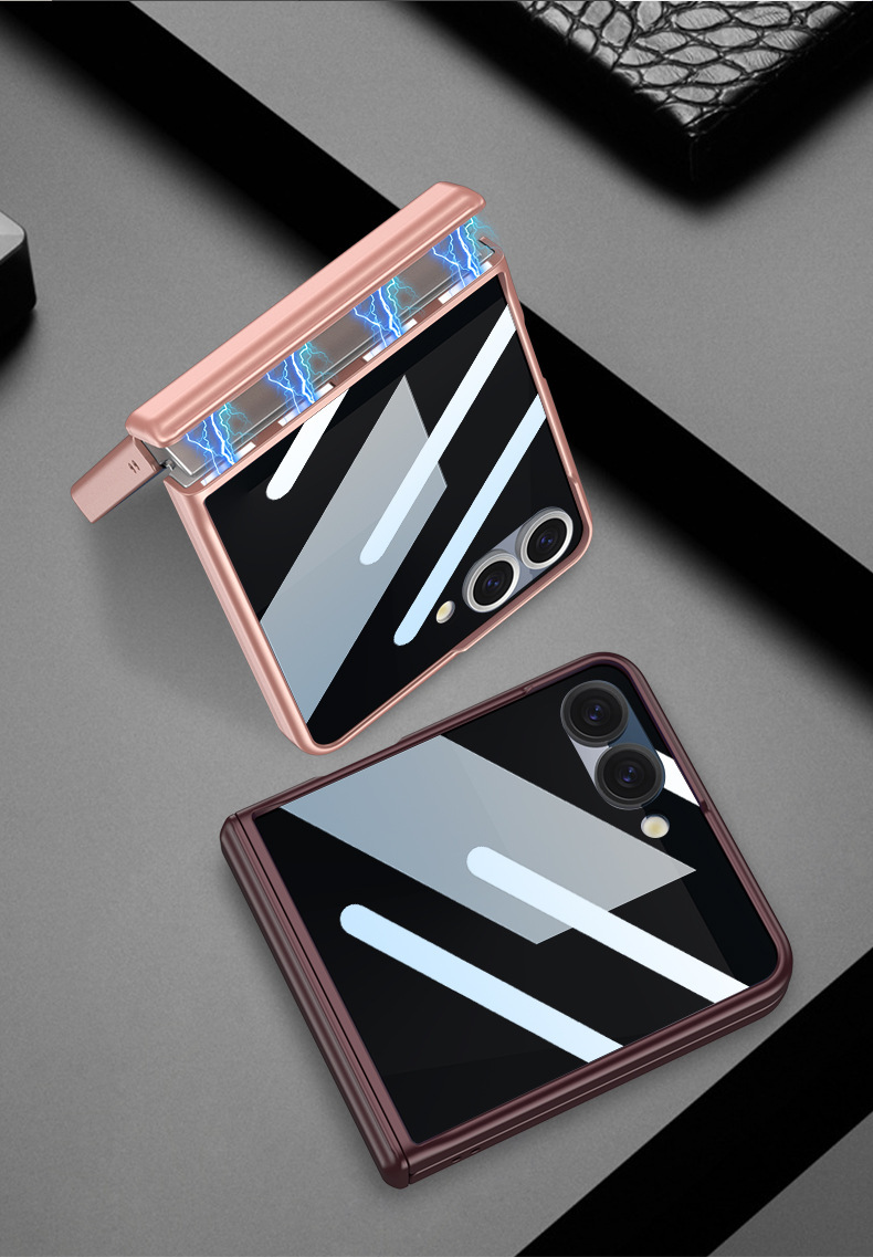 Compatible with Samsung Z Flip 8/7/6 phone cases, magnetic hinge, full-coverage case, privacy screen protector, foldable screen protector.