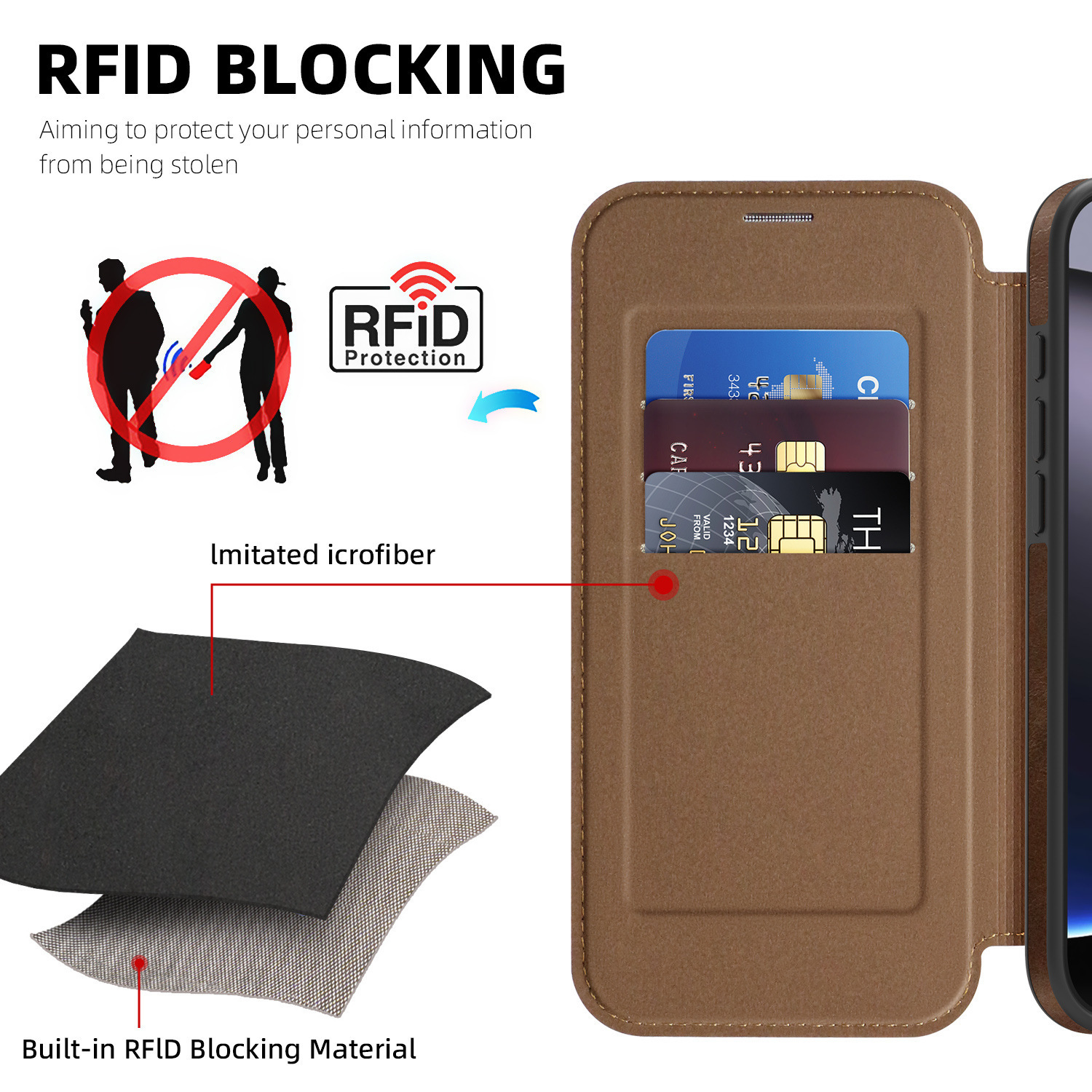 Compatible with Apple 17 Air phone case, 16/15 Pro Max magnetic flip case with card slot, 13/14 Pro protective case