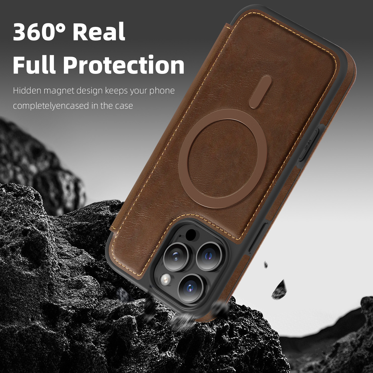 Compatible with Apple 17 Air phone case, 16/15 Pro Max magnetic flip case with card slot, 13/14 Pro protective case