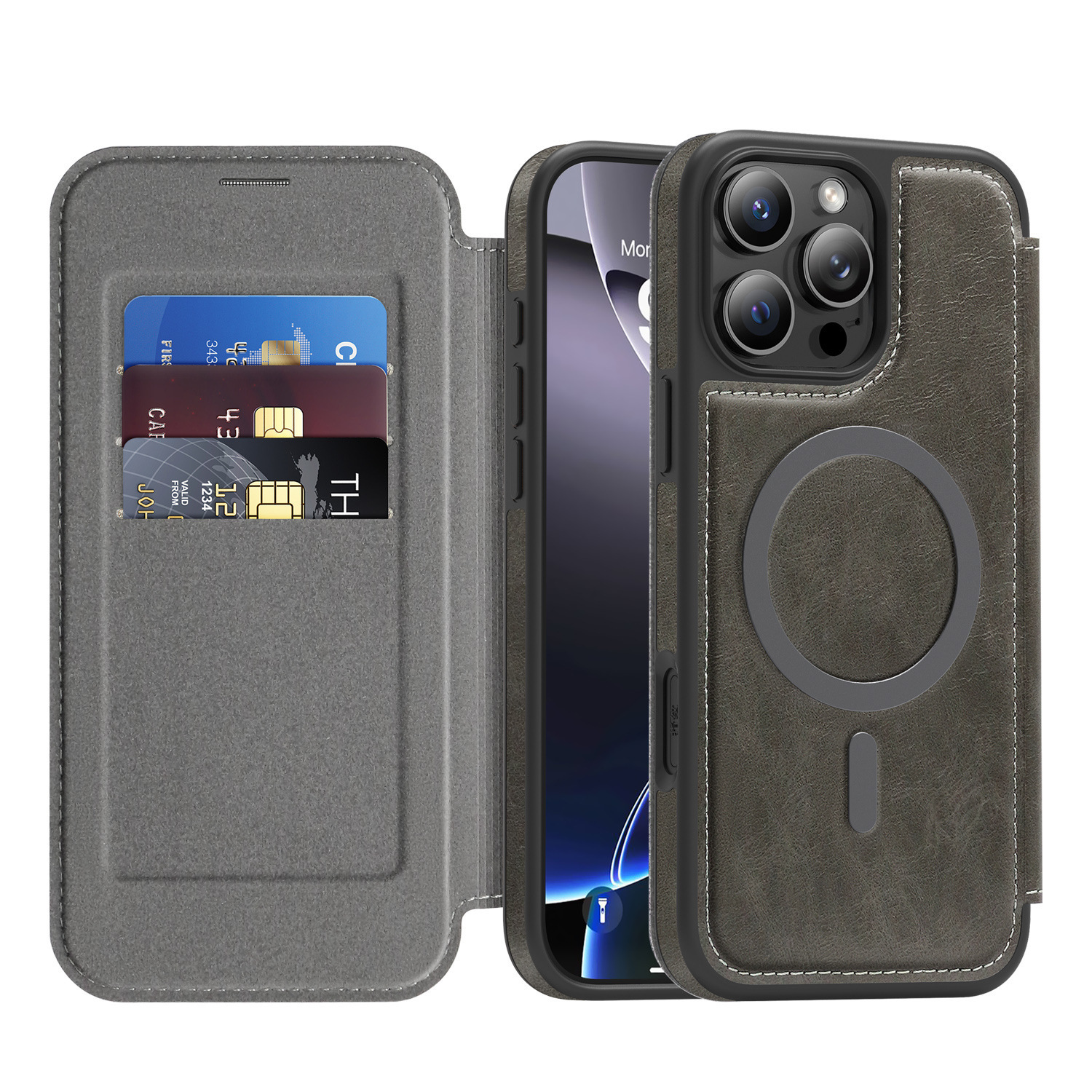 Compatible with Apple 17 Air phone case, 16/15 Pro Max magnetic flip case with card slot, 13/14 Pro protective case