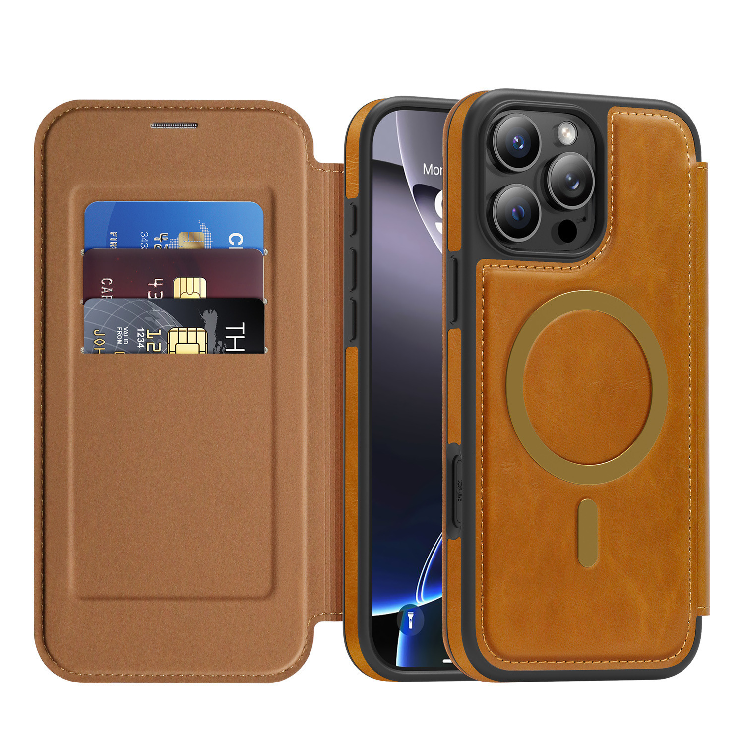 Compatible with Apple 17 Air phone case, 16/15 Pro Max magnetic flip case with card slot, 13/14 Pro protective case