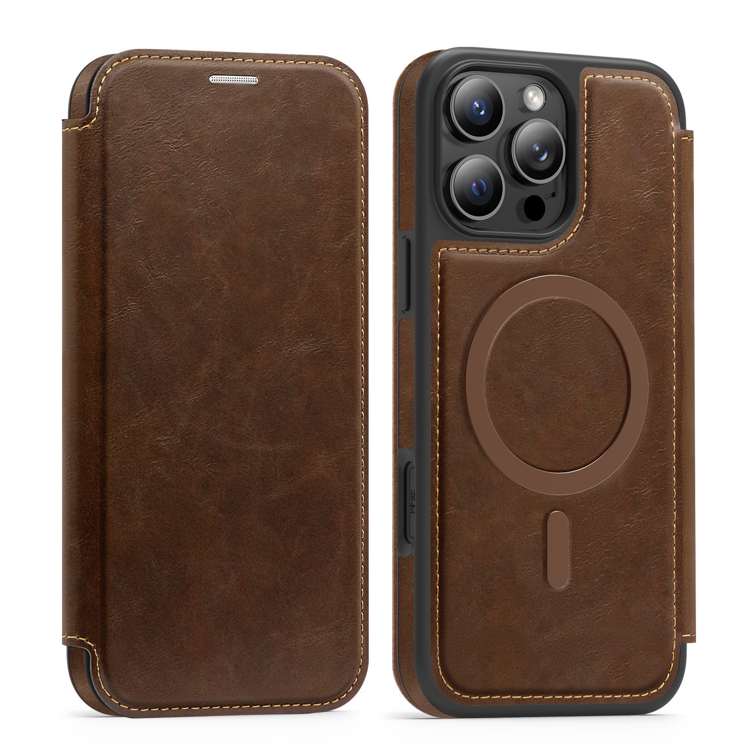 Compatible with Apple 17 Air phone case, 16/15 Pro Max magnetic flip case with card slot, 13/14 Pro protective case