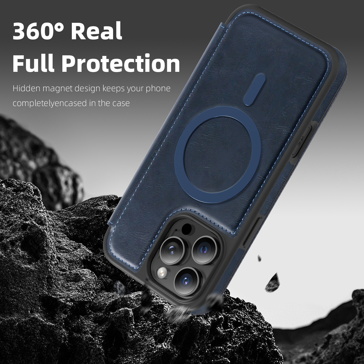 Compatible with Apple 17 Air phone case, 16/15 Pro Max magnetic flip case with card slot, 13/14 Pro protective case