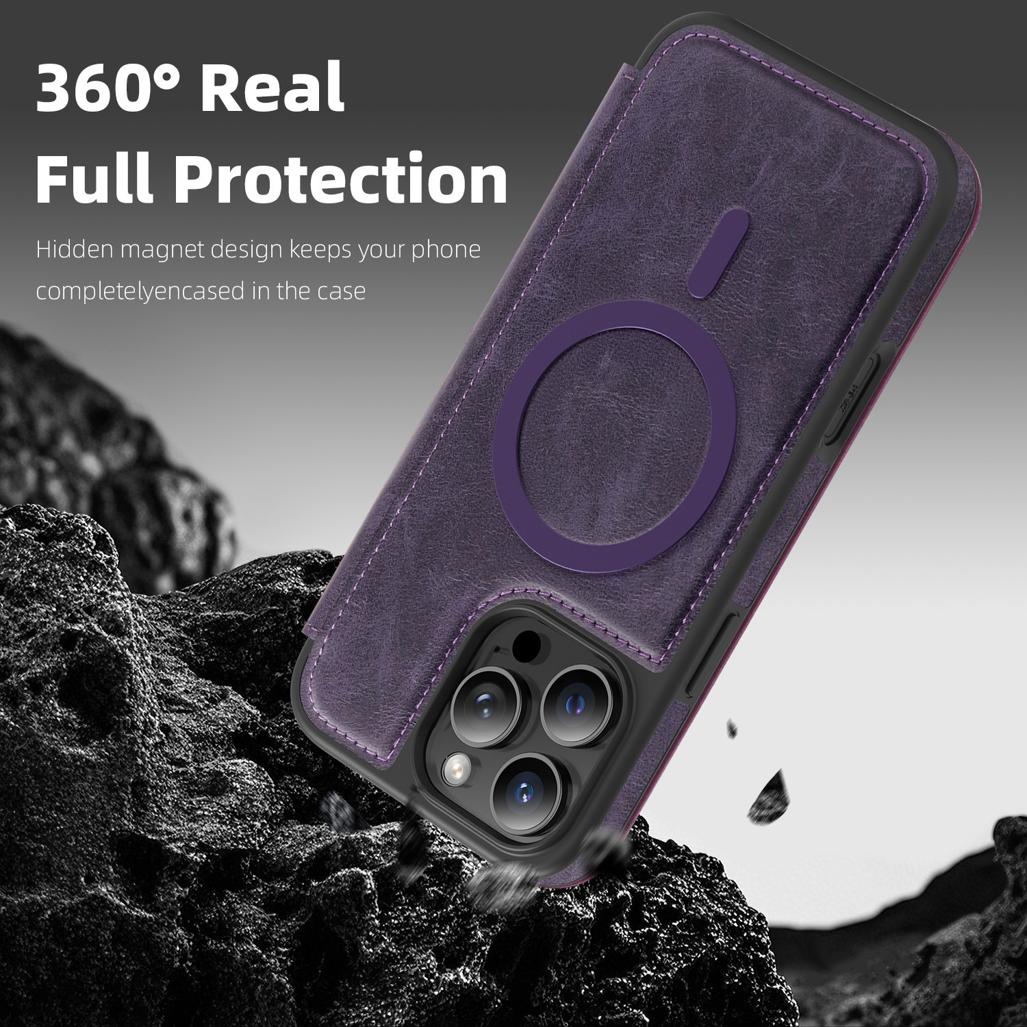 Compatible with Apple 17 Air phone case, 16/15 Pro Max magnetic flip case with card slot, 13/14 Pro protective case