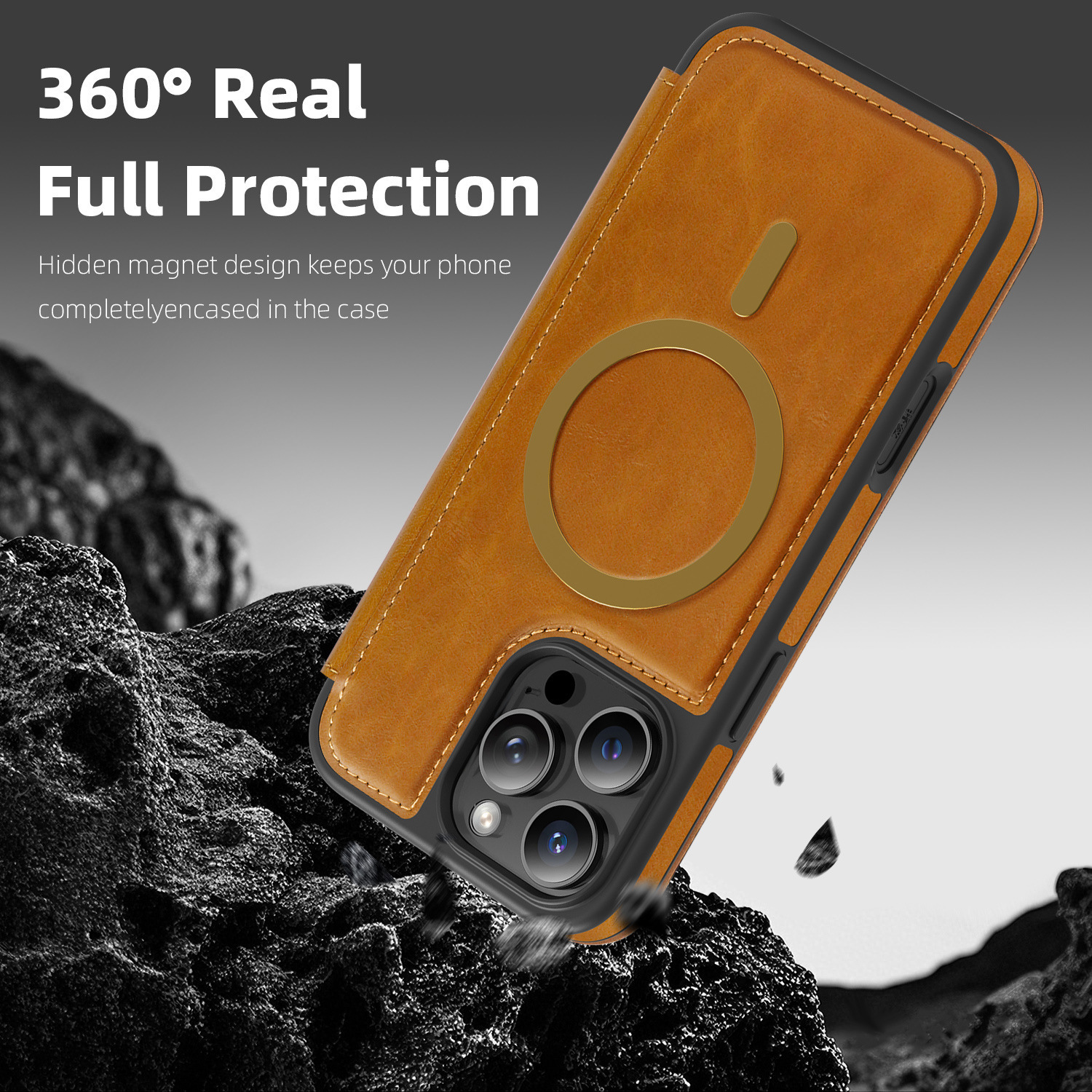 Compatible with Apple 17 Air phone case, 16/15 Pro Max magnetic flip case with card slot, 13/14 Pro protective case