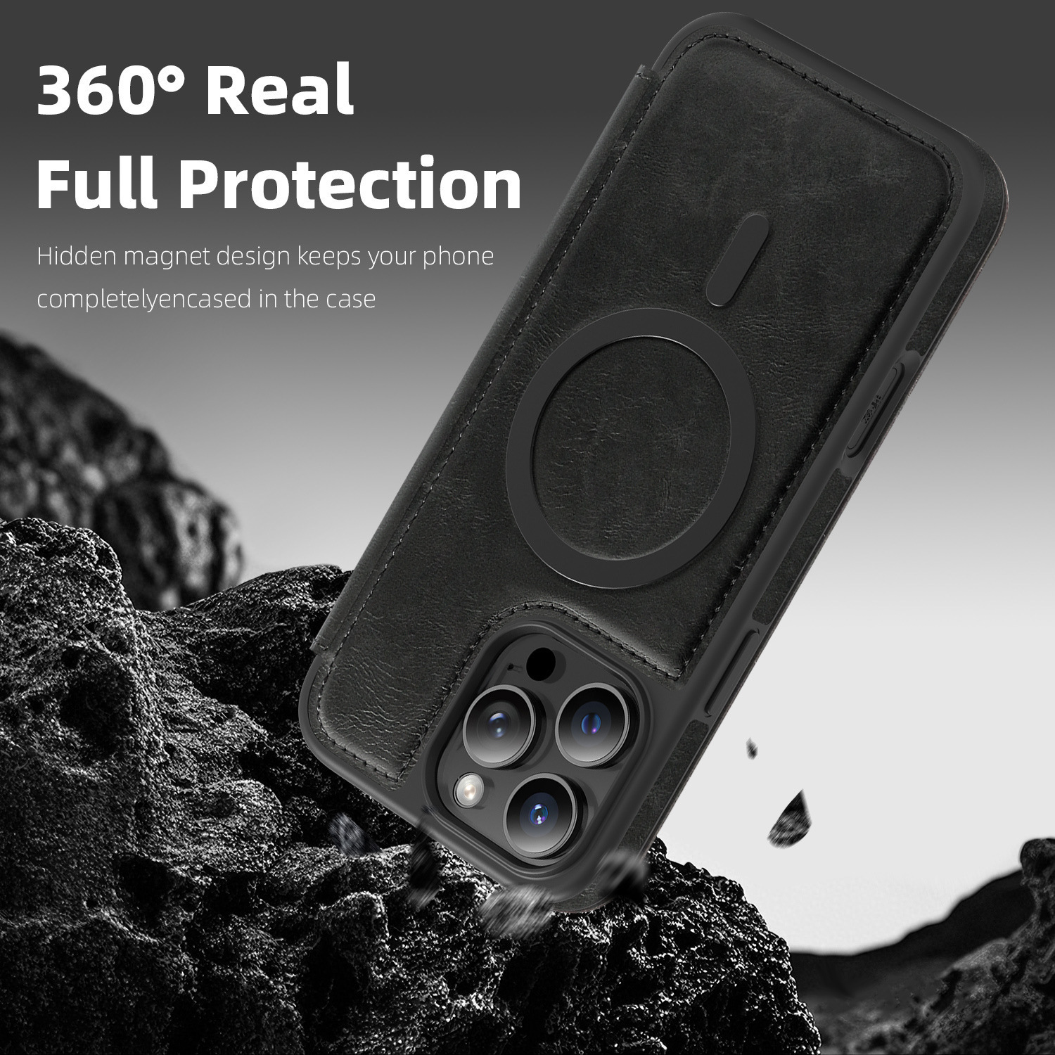 Compatible with Apple 17 Air phone case, 16/15 Pro Max magnetic flip case with card slot, 13/14 Pro protective case