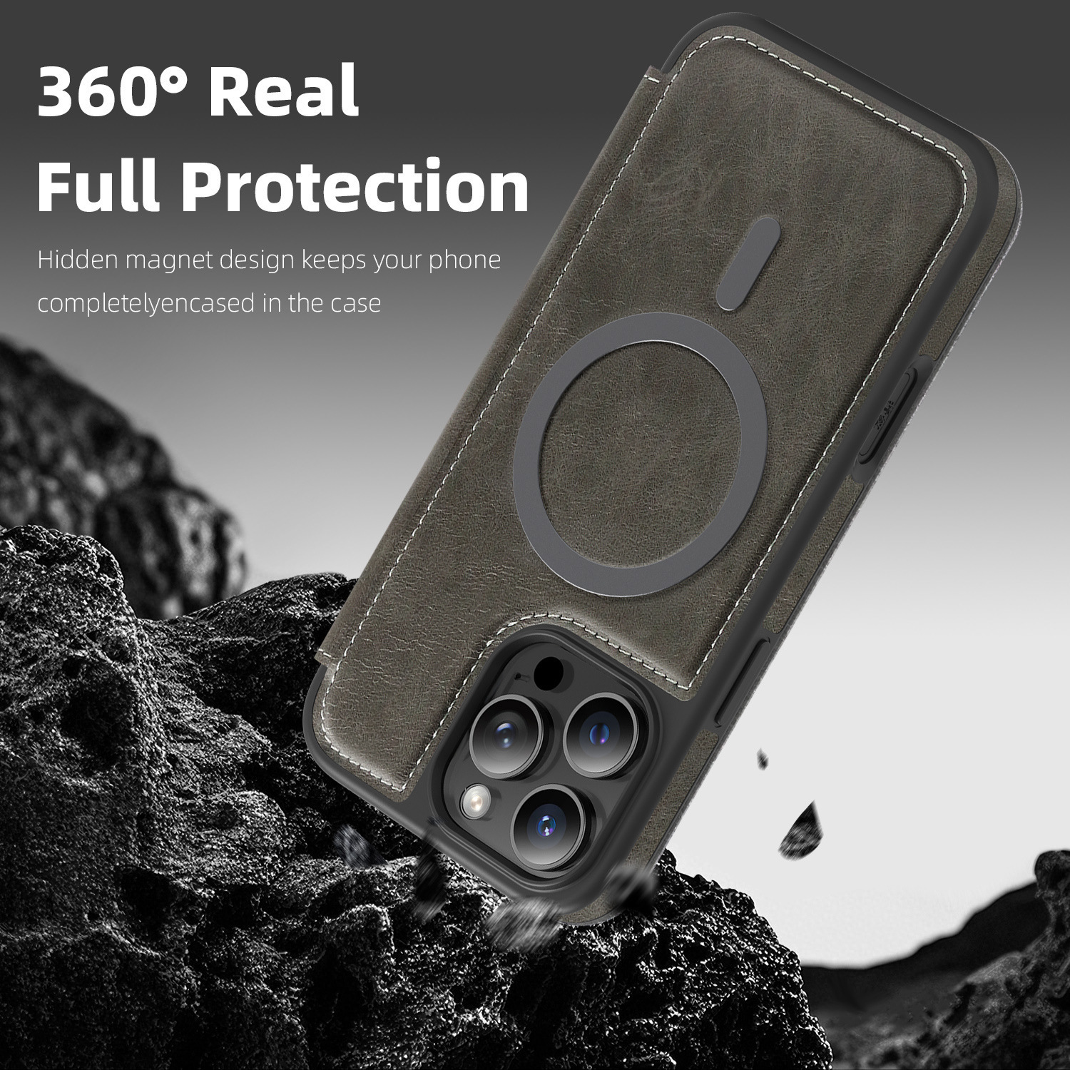 Compatible with Apple 17 Air phone case, 16/15 Pro Max magnetic flip case with card slot, 13/14 Pro protective case