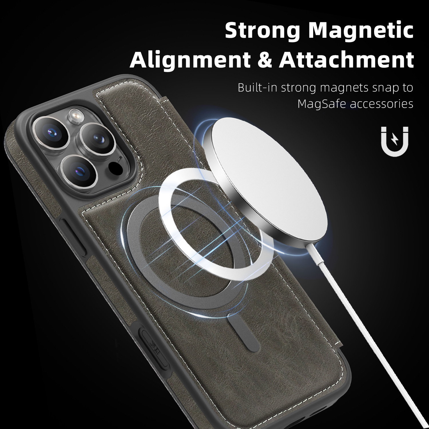 Compatible with Apple 17 Air phone case, 16/15 Pro Max magnetic flip case with card slot, 13/14 Pro protective case