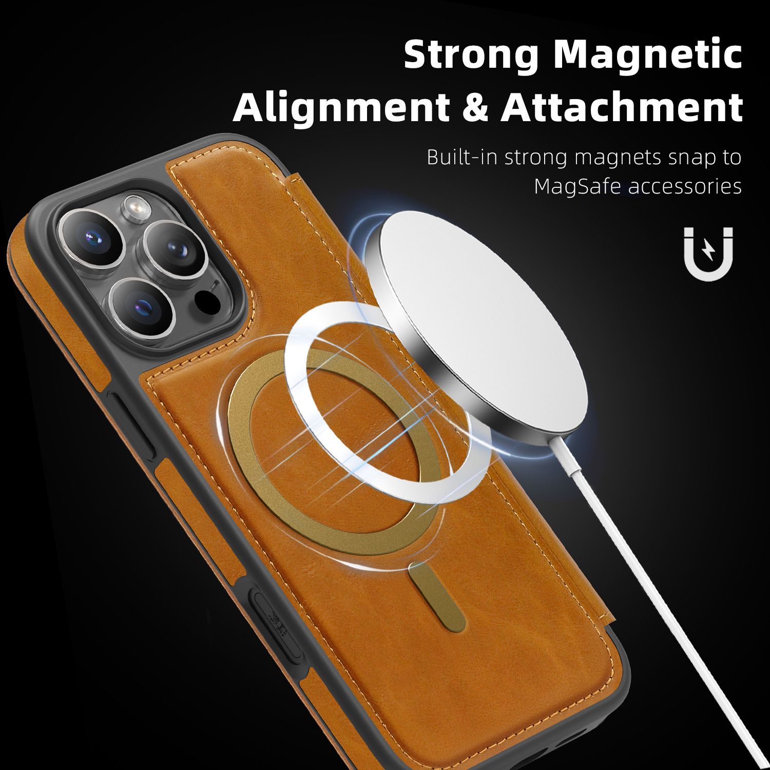 Compatible with Apple 17 Air phone case, 16/15 Pro Max magnetic flip case with card slot, 13/14 Pro protective case