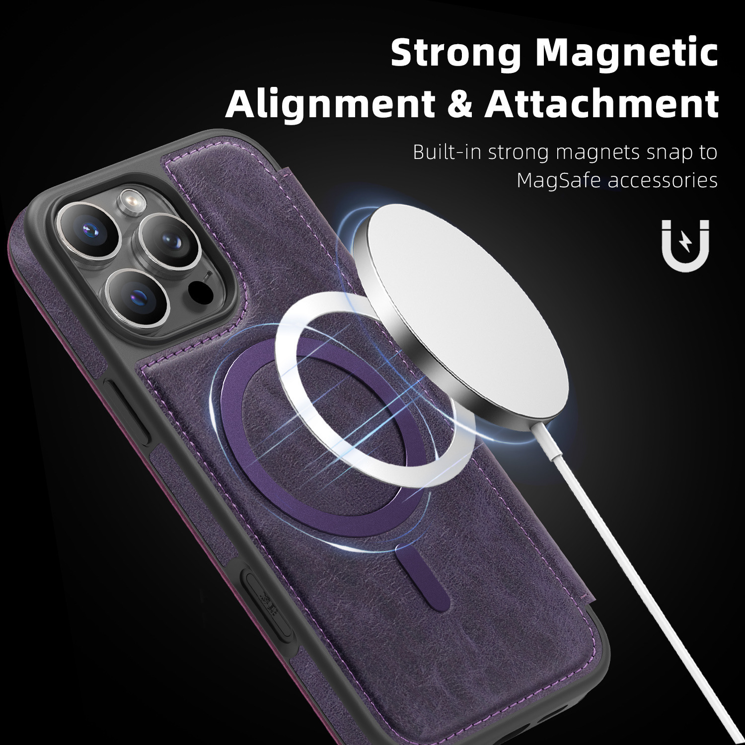 Compatible with Apple 17 Air phone case, 16/15 Pro Max magnetic flip case with card slot, 13/14 Pro protective case