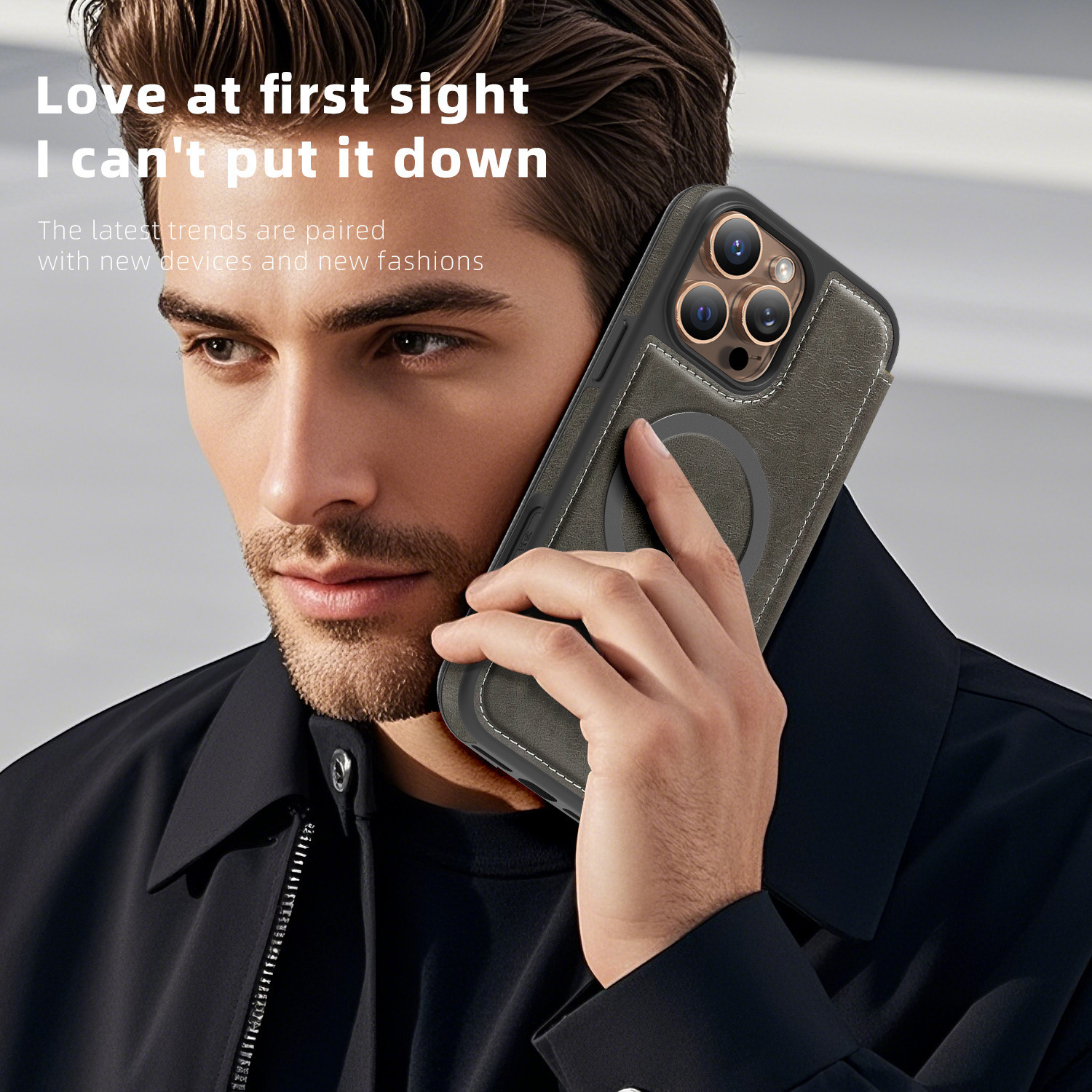Compatible with Apple 17 Air phone case, 16/15 Pro Max magnetic flip case with card slot, 13/14 Pro protective case