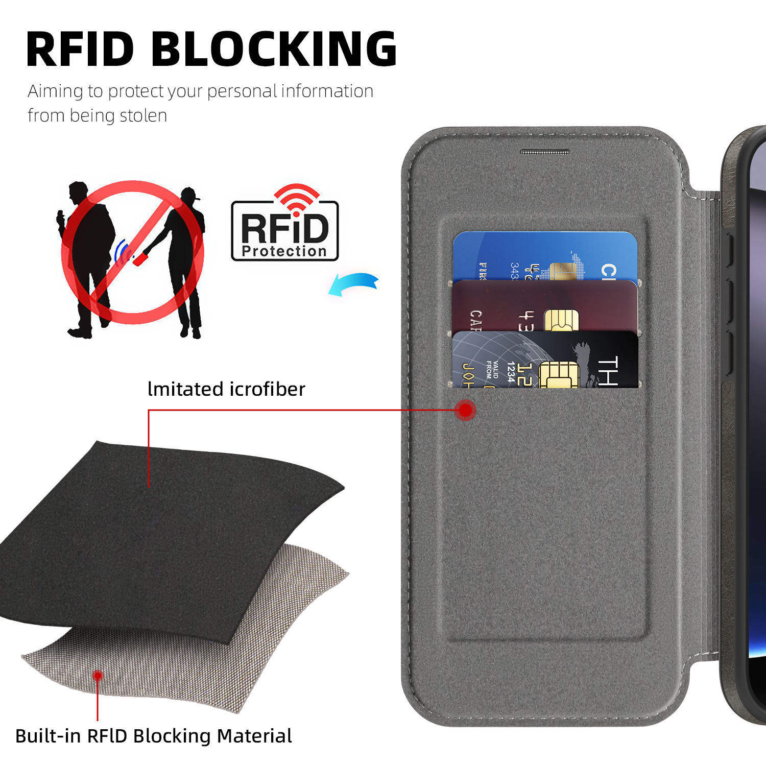 Compatible with Apple 17 Air phone case, 16/15 Pro Max magnetic flip case with card slot, 13/14 Pro protective case